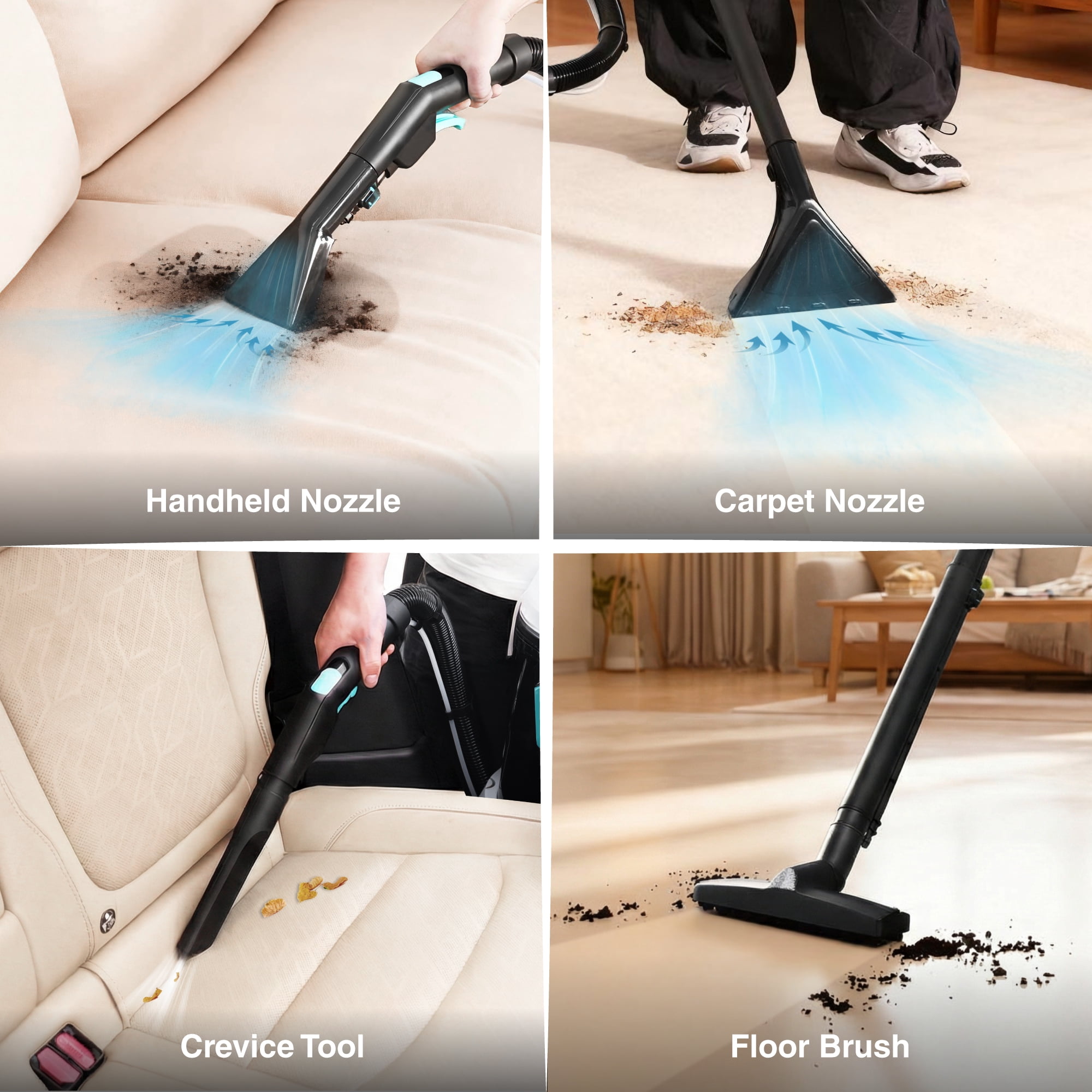 HAUSHOF 4 Gallon 5.5 Peak HP 4-in-1 Wet/Dry Shop Vacuum Cleaner with Blower and Upholstery Cleaning (Grey, 4 Gallon) 4raml