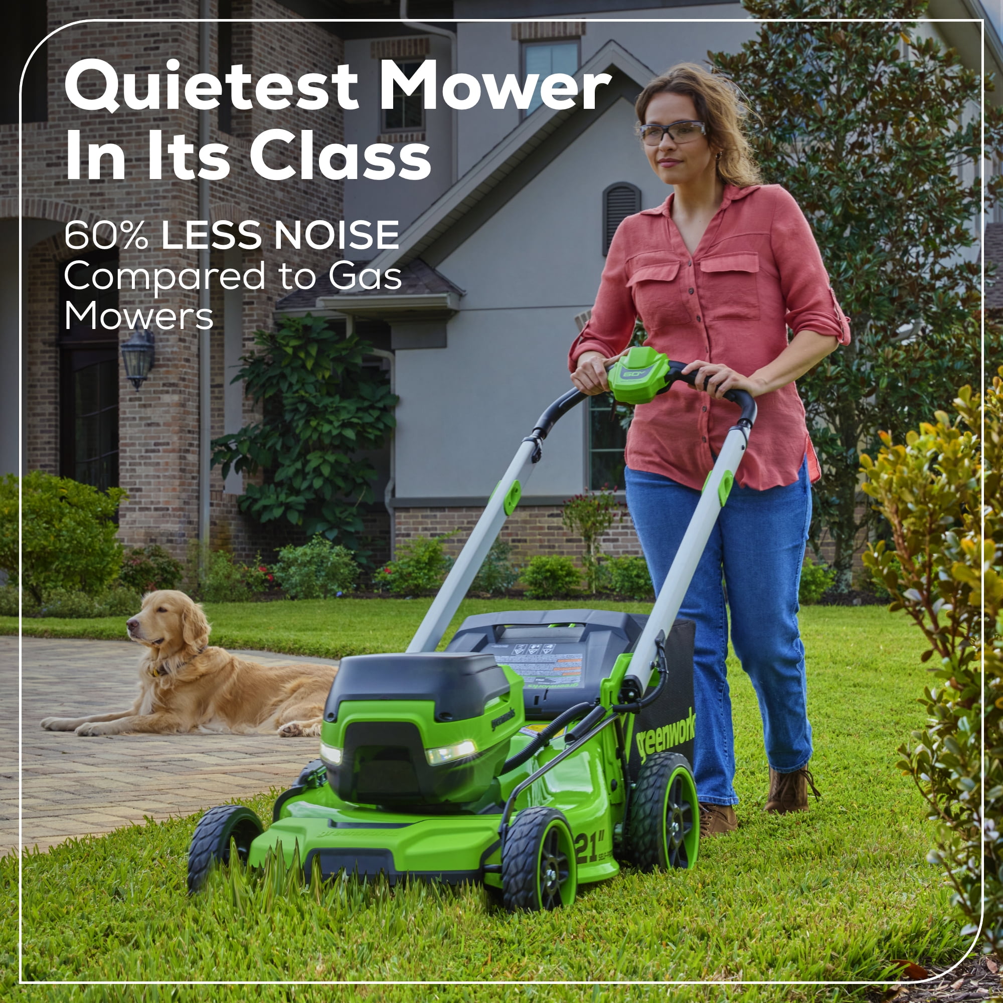 Greenworks 60V 21 in Self-Propelled Lawn Mower with (2) 5.0 Ah Batteries and Rapid Charger (Green, 21 in) hnp67