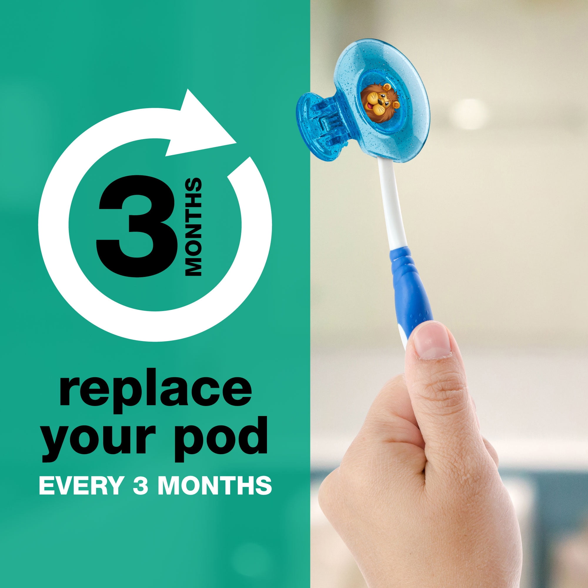 Steripod Clip-on Toothbrush Protector for Kids, Fresh Scented Bristle Shield (Red and Blue Glitter, 2 Count) 1ygsm