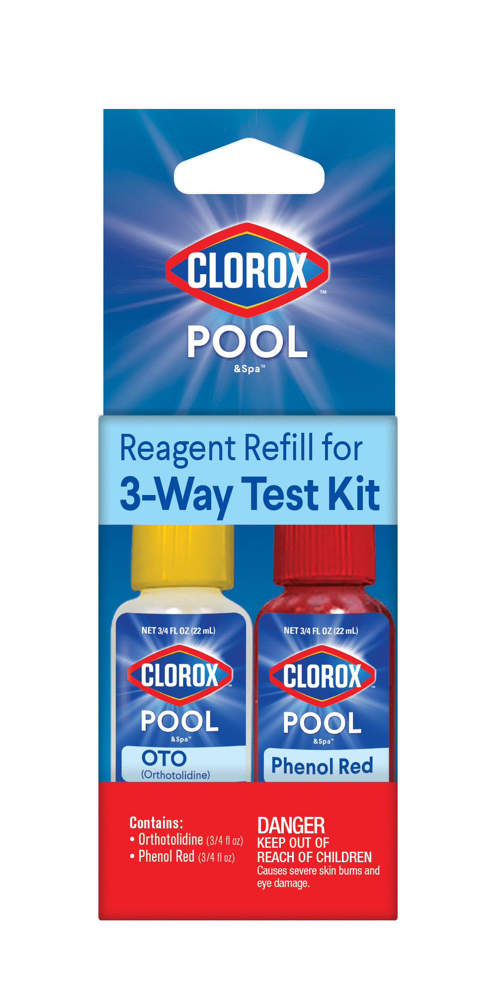 Clorox Pool&Spa 3-Way Reagent Refills for Swimming Pool Water Testing (0.5 fl oz) qda1p