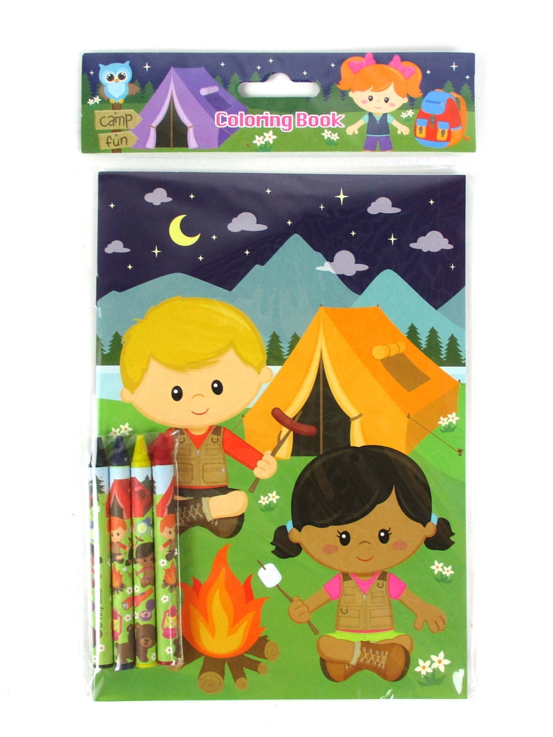Tinymills Camping Coloring Book Party Favors Set (12 Pack, 9 in x 7 in) bqqvt