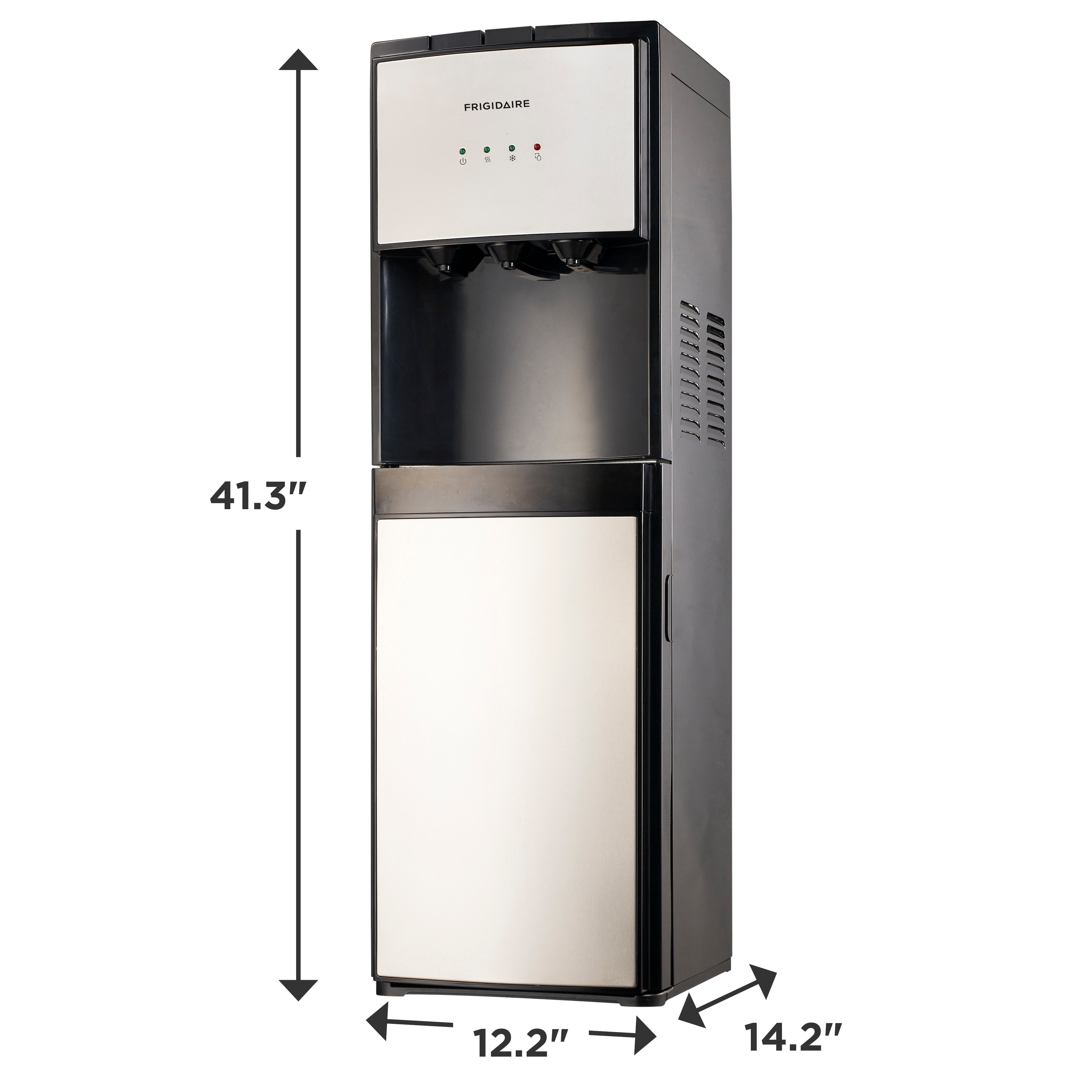 Frigidaire Bottom Loading Water Cooler Dispenser (Hot and Cold, Stainless Steel, 5 Gallon) e356g