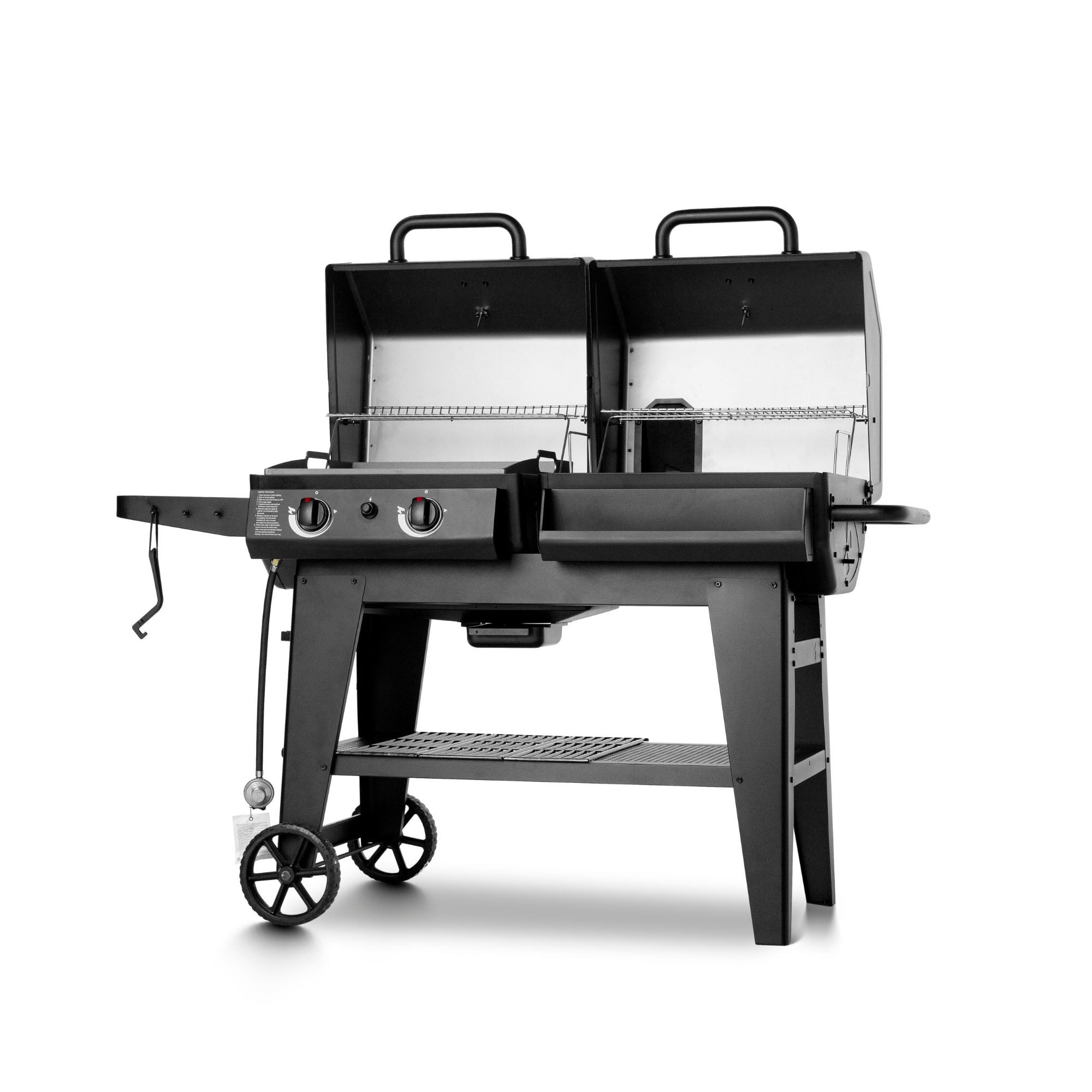 Char-Griller Flex Fuel Plus Gas and Charcoal Grill, Griddle and Smoker (Black, 1260 sq in) 2h6kx