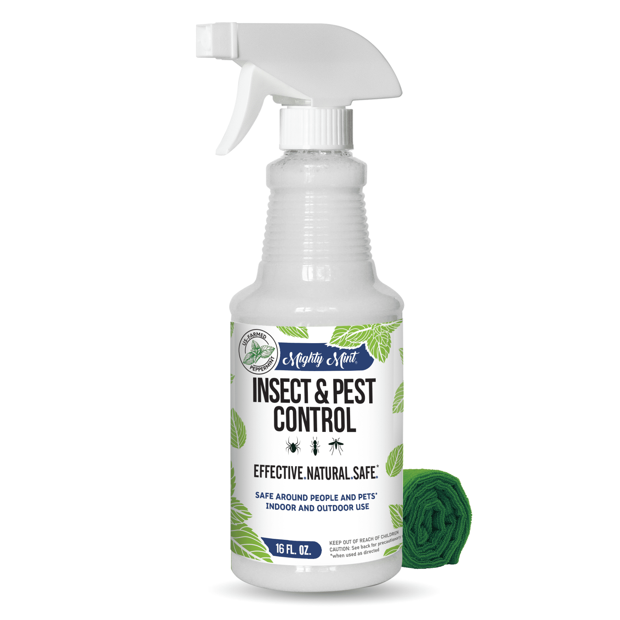 Mighty Mint Peppermint Oil Insect & Pest Spray with Microfiber Cloth (16 oz) lowd6