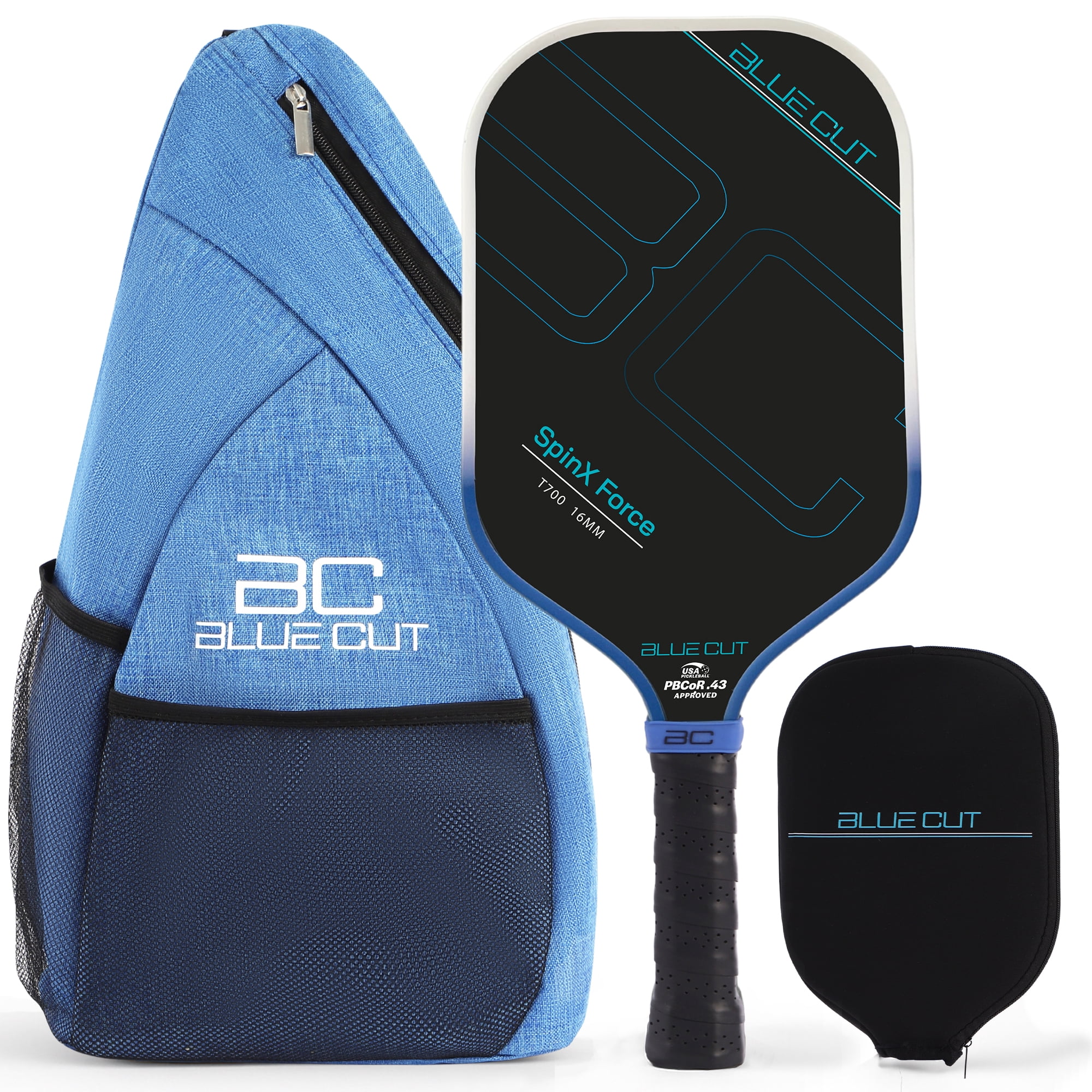 BLUE CUT Pickleball Paddle T700 Carbon Fiber Racket (Blue, 16mm Honeycomb Core) tpont
