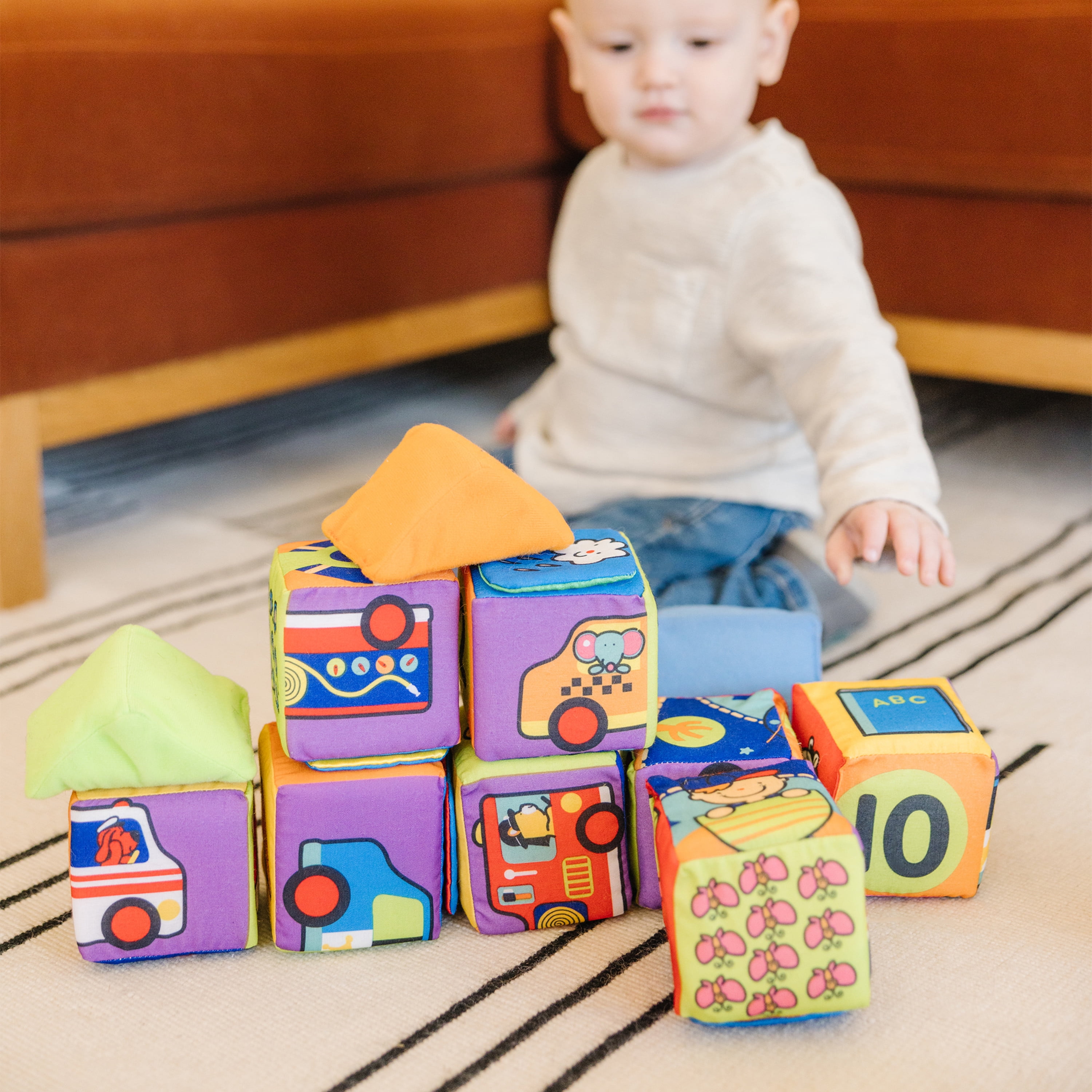 Melissa & Doug K's Kids Match and Build Soft Blocks Set (Multicolor, 14 Piece Set) qfqlp