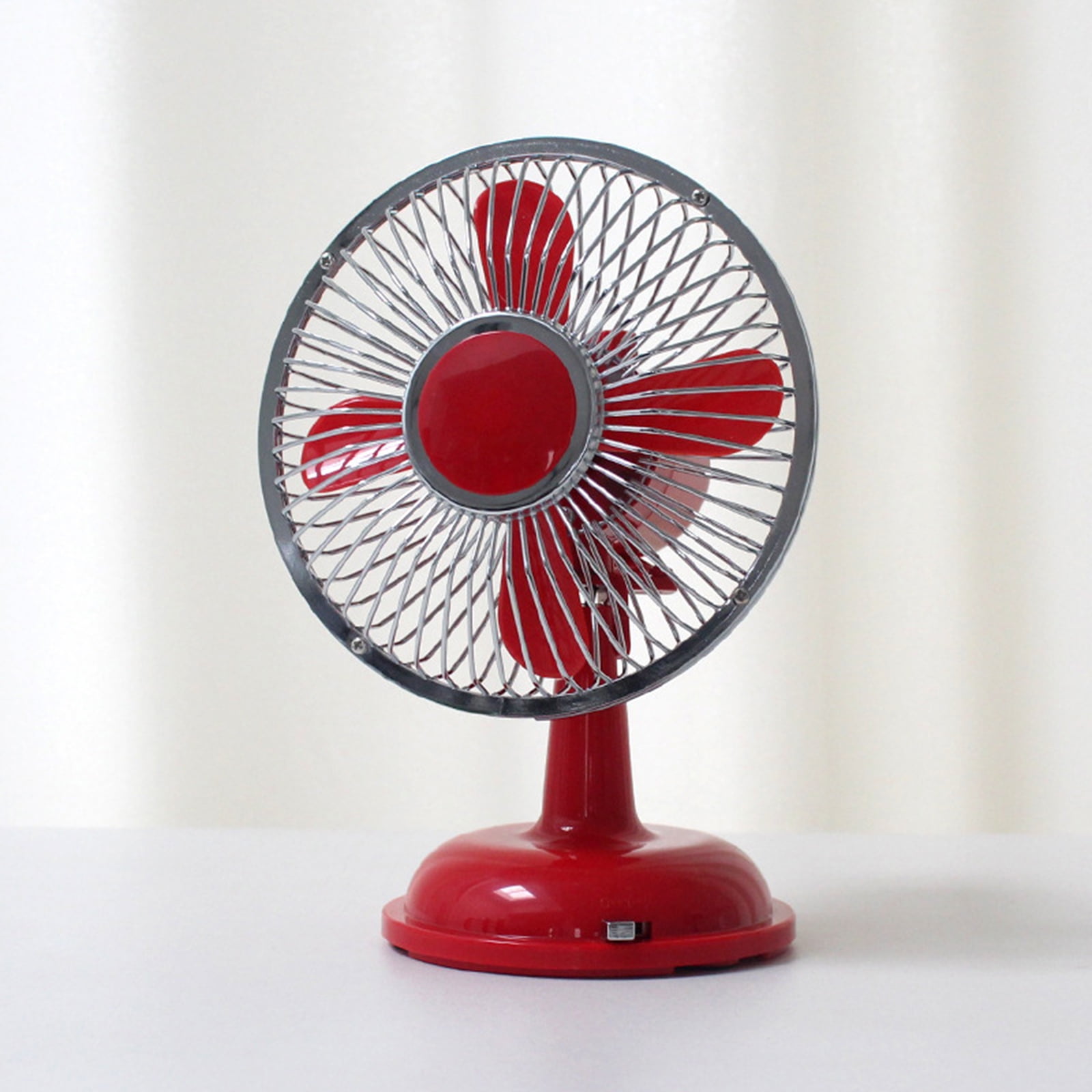 Ysmooiuy Retro Oscillating Desk Fan, 2-Speed Portable Table Fan for Office and Dorm (Red, 5.7 in) mcguy