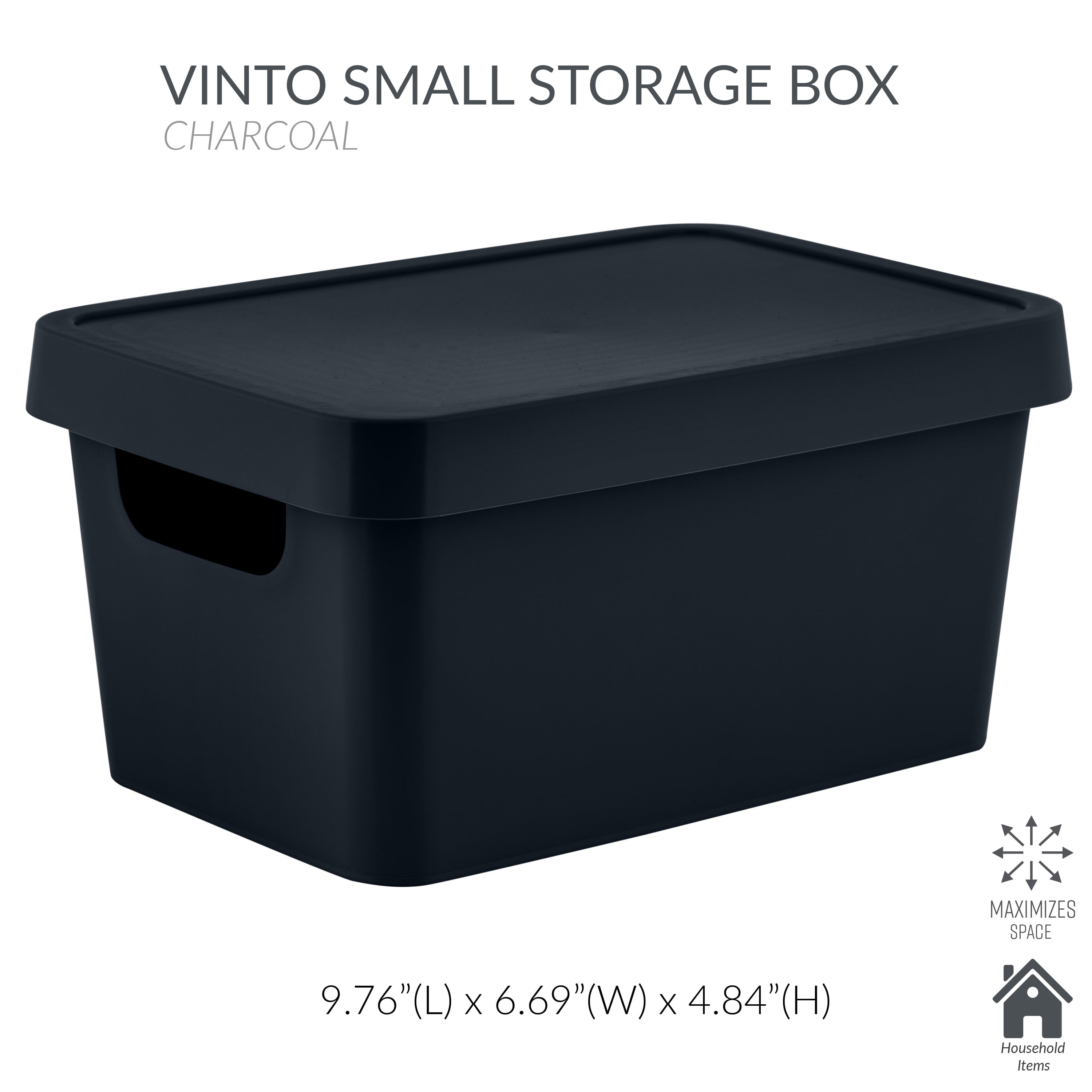 Simplify Vinto Plastic Storage Box with Lid and Handles (Charcoal, 9.76 in x 6.69 in x 4.84 in) fajp4