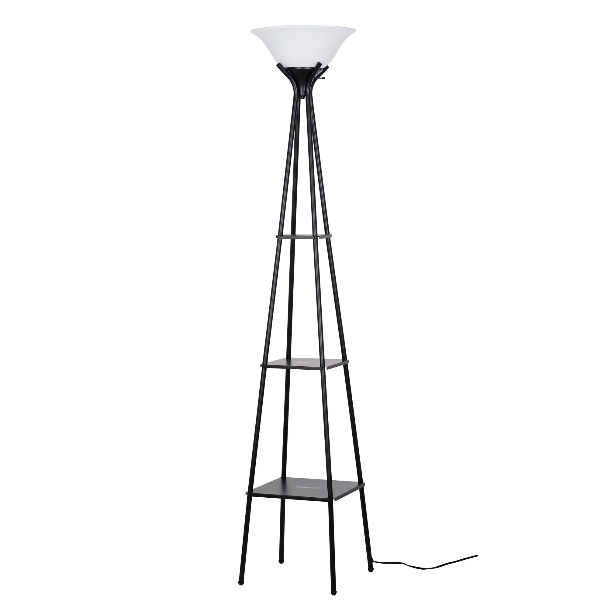 Mainstays Etagere Floor Lamp with Shelves, Charcoal Metal Finish (69 in H x 13 in W) yv1q5