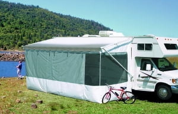 ShadePro RV Awning Screen Room Add-A-Room Enclosure (White, 14 ft) b2pbg