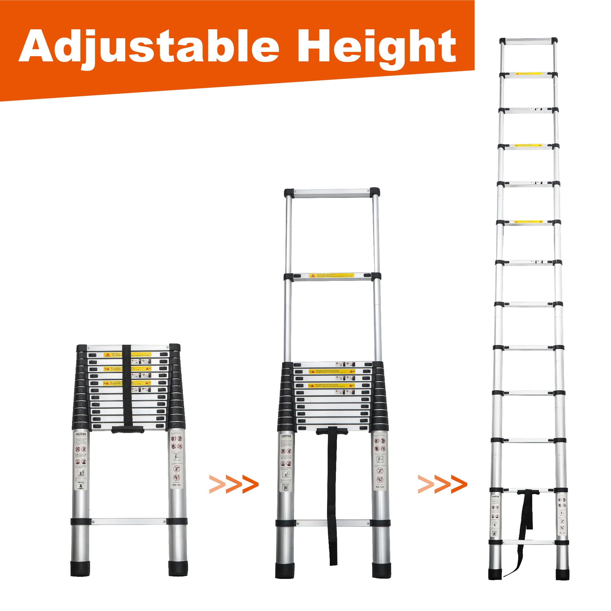 Juuar Telescoping Ladder, Aluminum Extension Ladder for Home and RV (Black, 12.5 ft) nzmw6