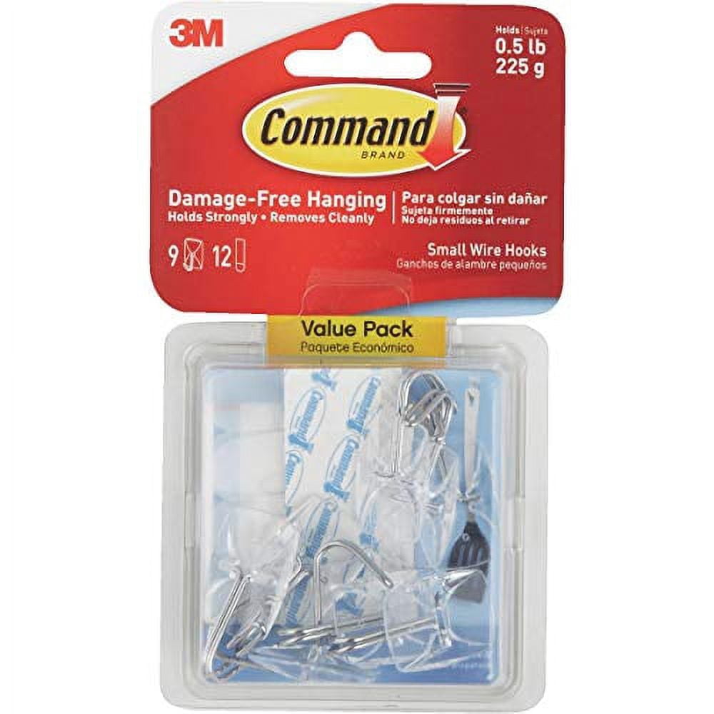 Command Small Wire Hooks Damage-Free Hanging Adhesive Hooks (Clear, 0.8 in x 0.8 in x 1.6 in) 71sn5