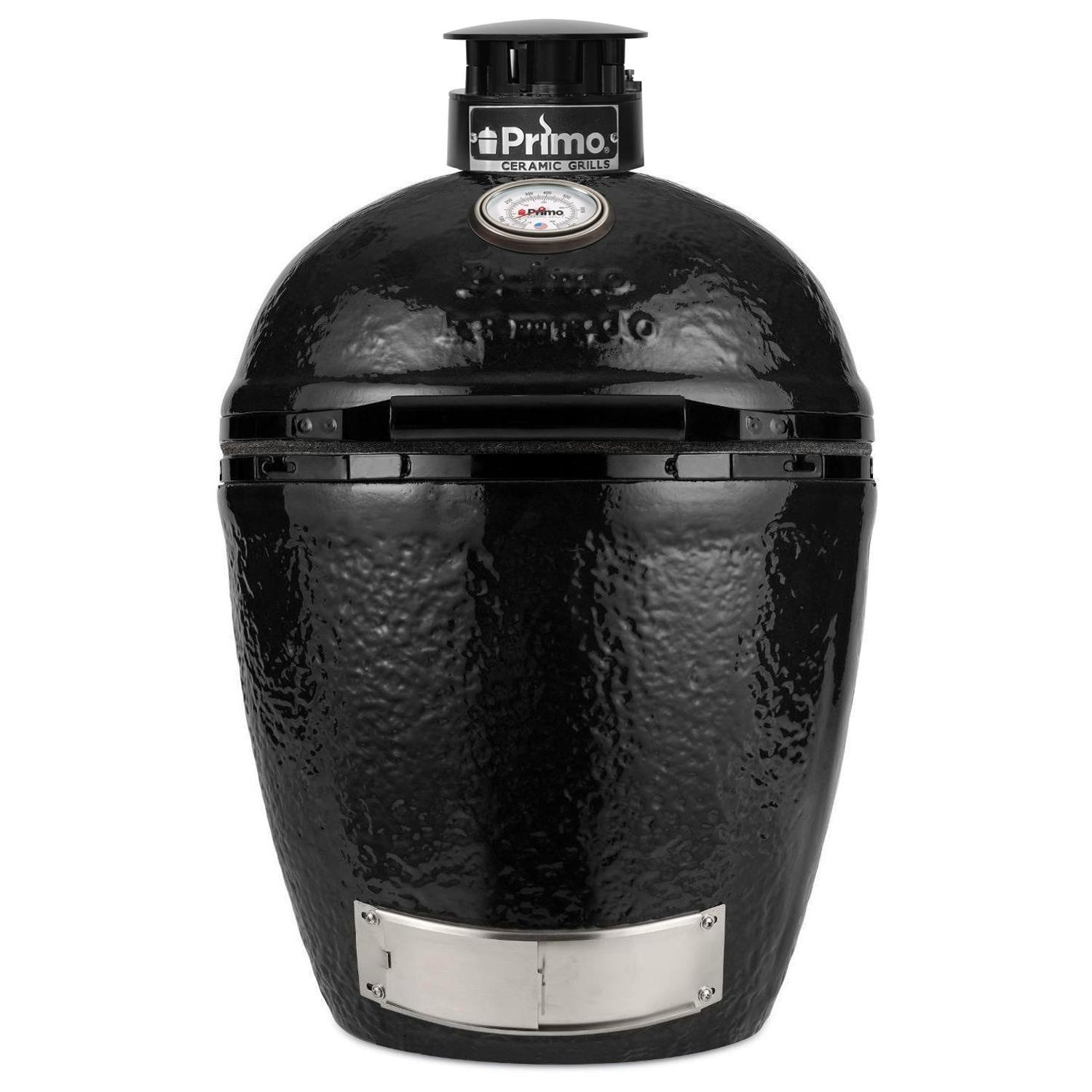 Primo Round Ceramic Kamado Grill All-In-One Package with Cradle and Side Shelves (Black) c8m29