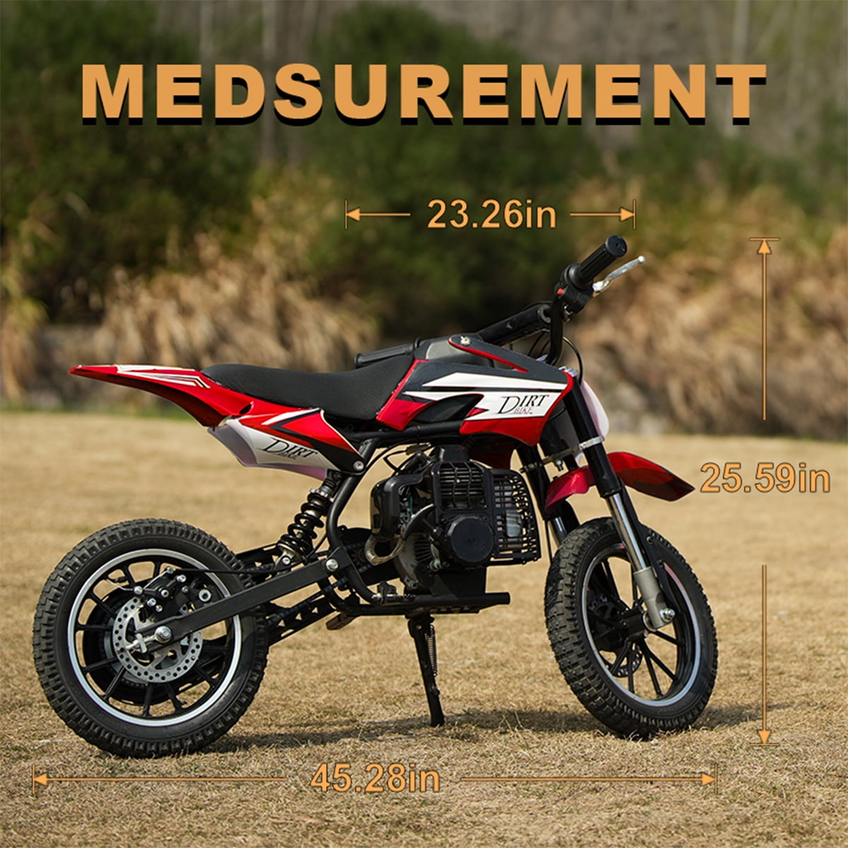 SAY YEAH 50cc Gas Powered Off-Road Dirt Bike for Kids, Automatic Transmission, Durable Steel Frame (Red, 46 in x 46 in x 14 in) iuk8x