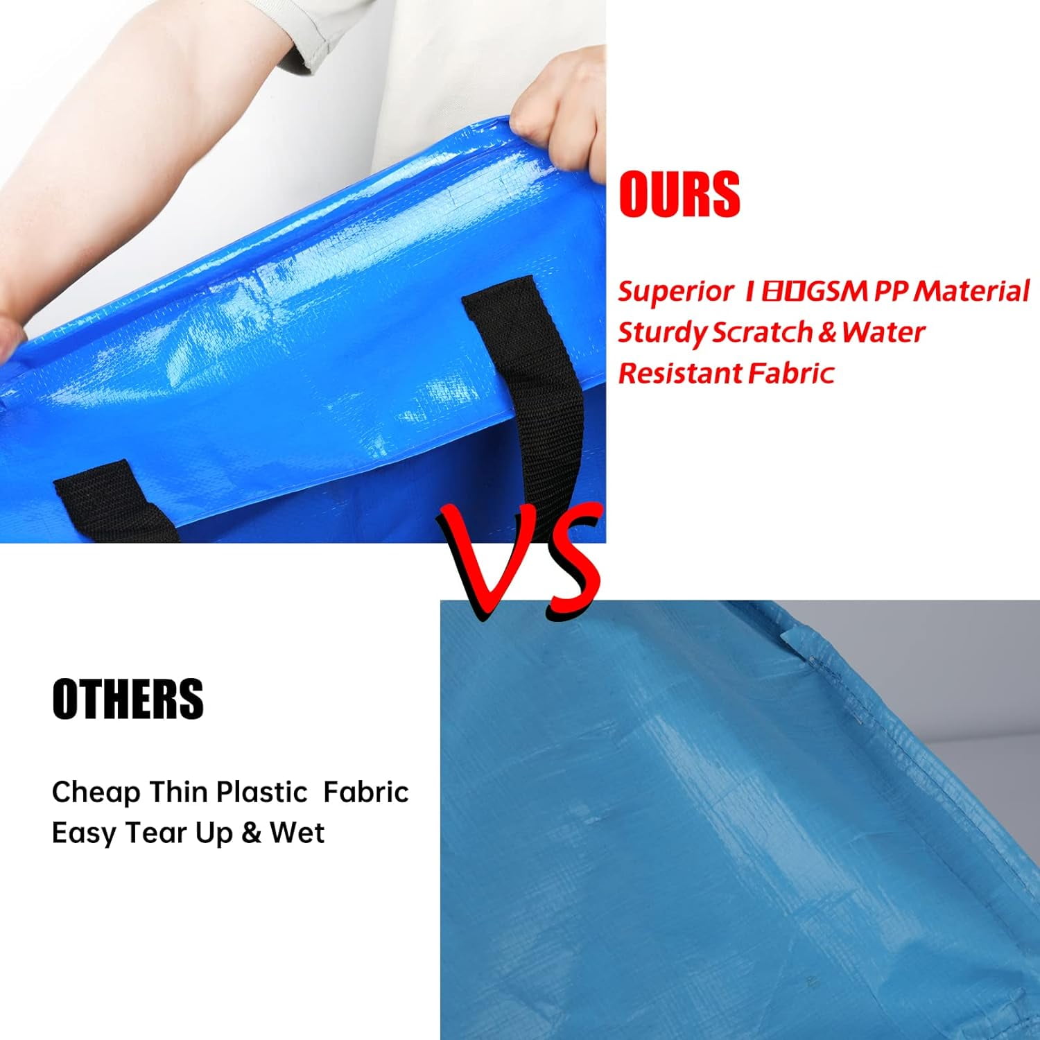 BN-LINK Heavy-Duty Moving Bags with Zippers and Reinforced Handles (Blue, 2 Pack, 29 in x 15 in x 13 in) 88f3t