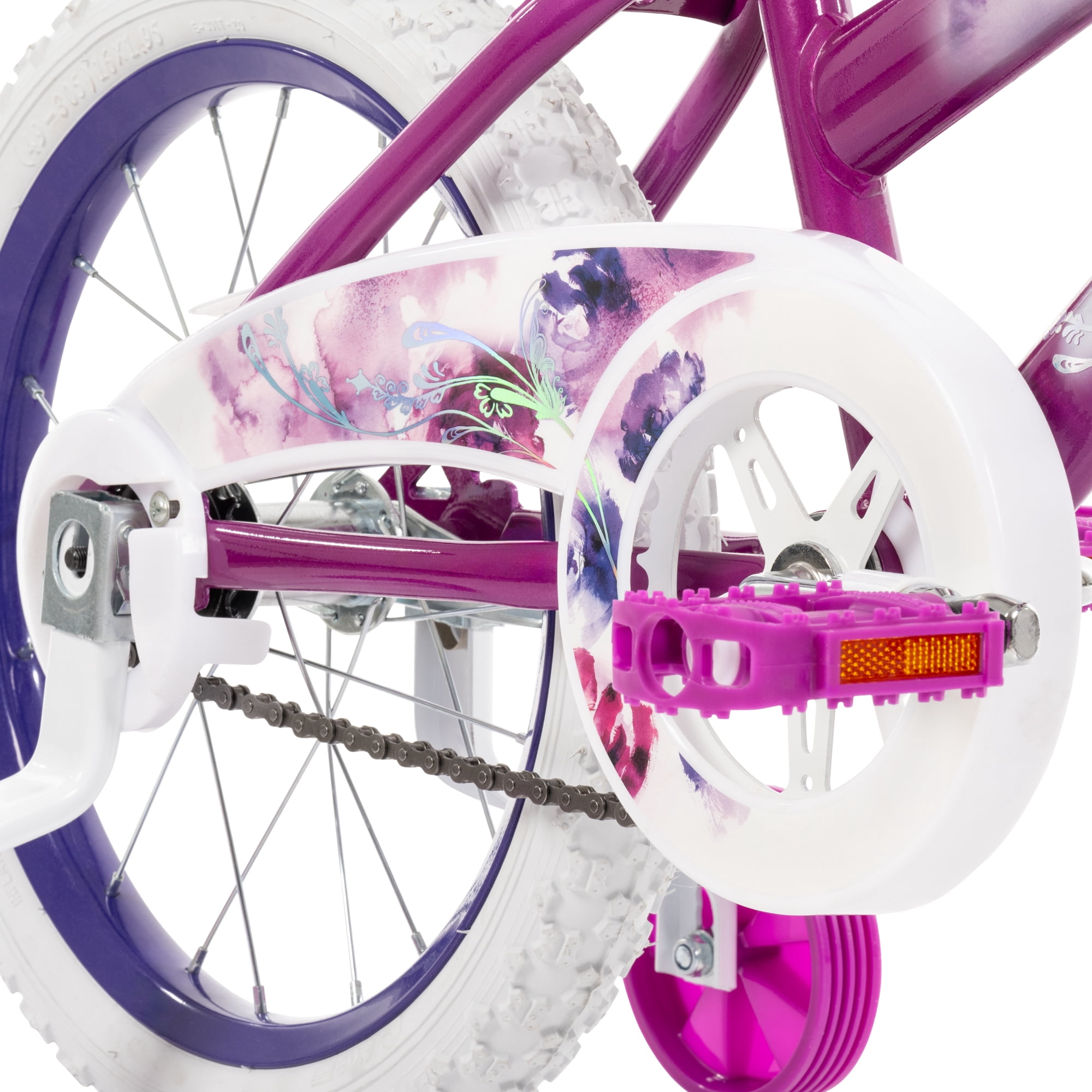 Huffy Sea Star Kids Bike for Girls, Durable Steel Frame with Training Wheels (Purple, 16 in) iiwqg