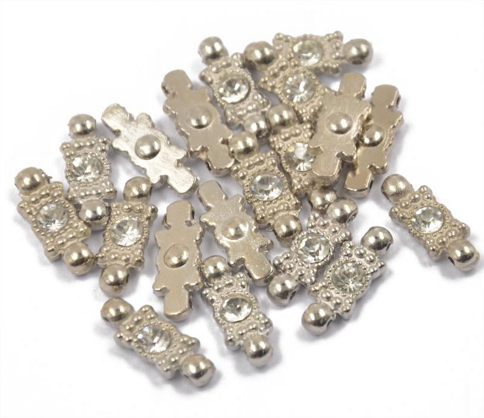 YIJU Rhinestone Spacer Bar Beads for Jewelry Making (Silver, 20 Pack) 1vbuw