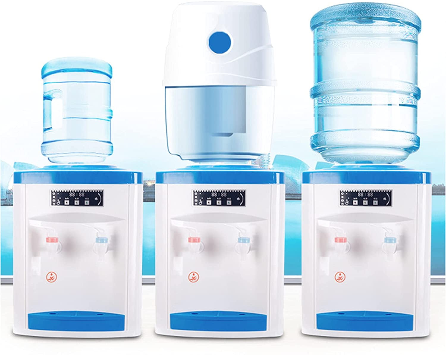Dwellnix Electric Water Cooler Dispenser, Countertop Hot and Cold Water Station (White, 5 gal) 6d6fo