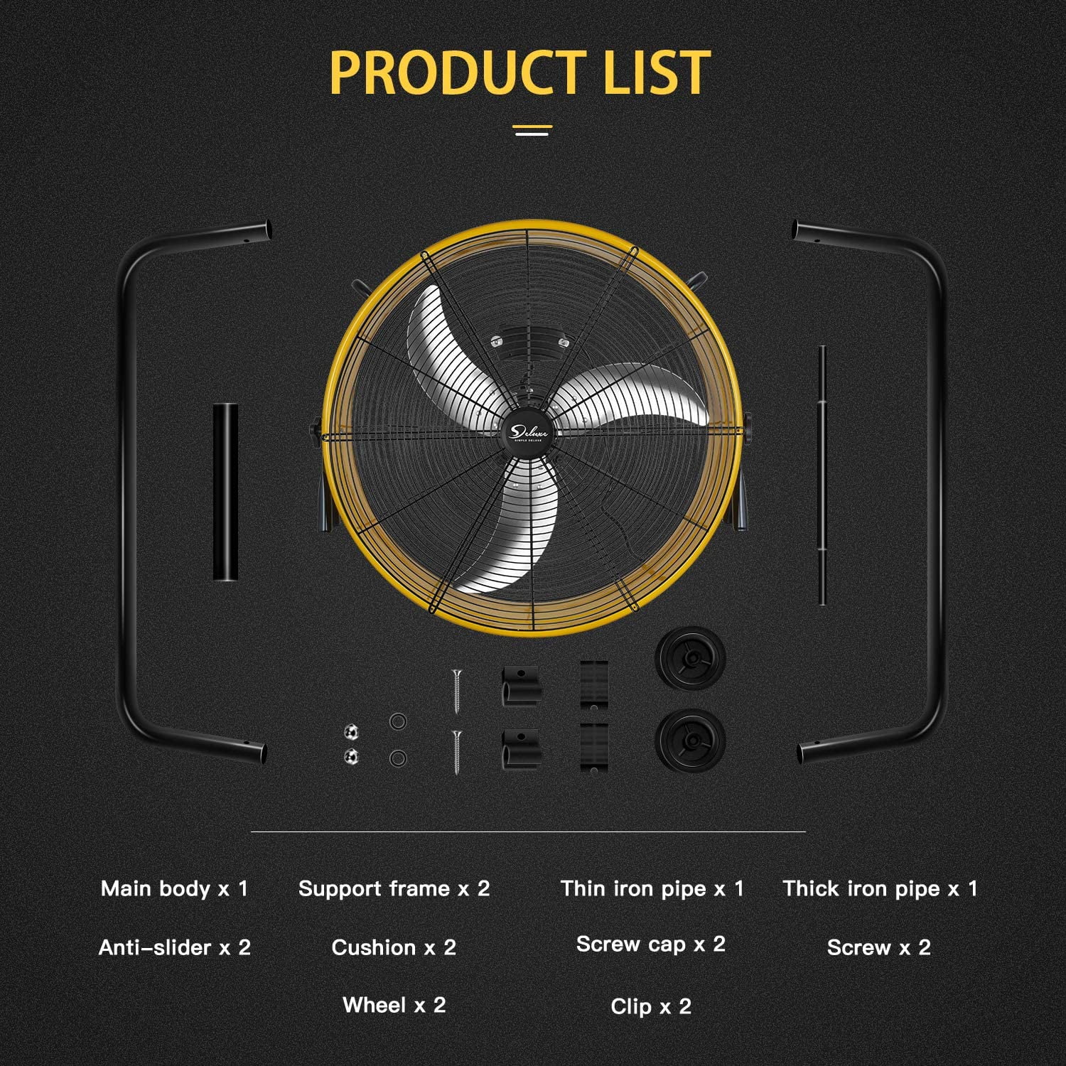 Simple Deluxe 30 in High-Velocity Industrial Drum Fan (Yellow, 30 in) 4dbsm