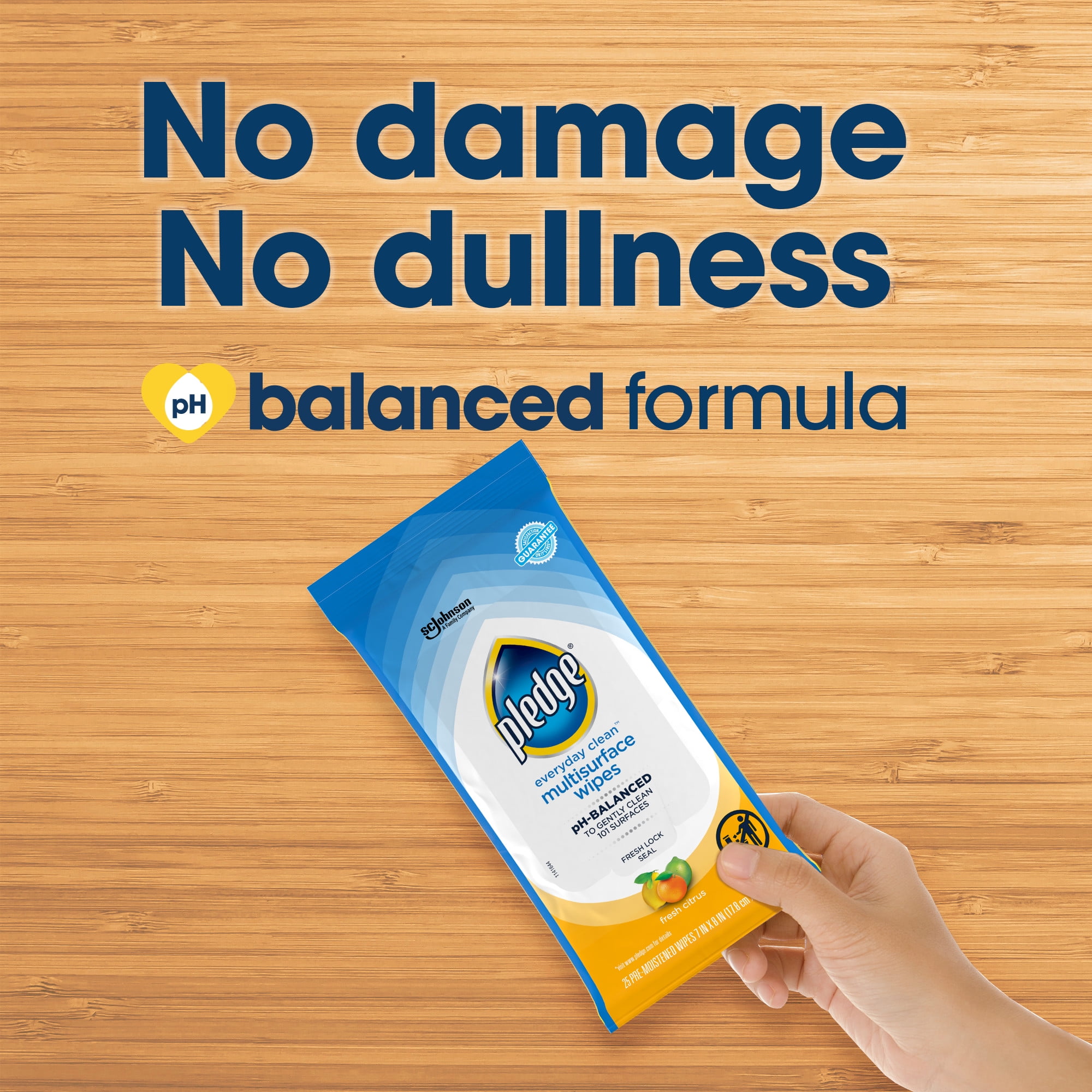 Pledge Multisurface Cleaning Wipes, pH Balanced, Fresh Citrus (25 Count) 40hdo