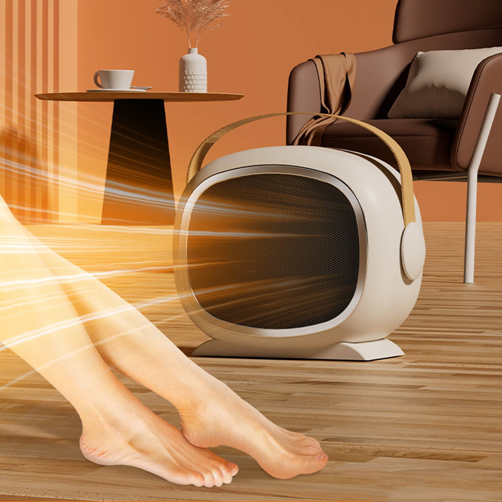 Yooshoverk Ceramic Space Heater 1200W Portable Electric Desktop Heater (White) cg0eh