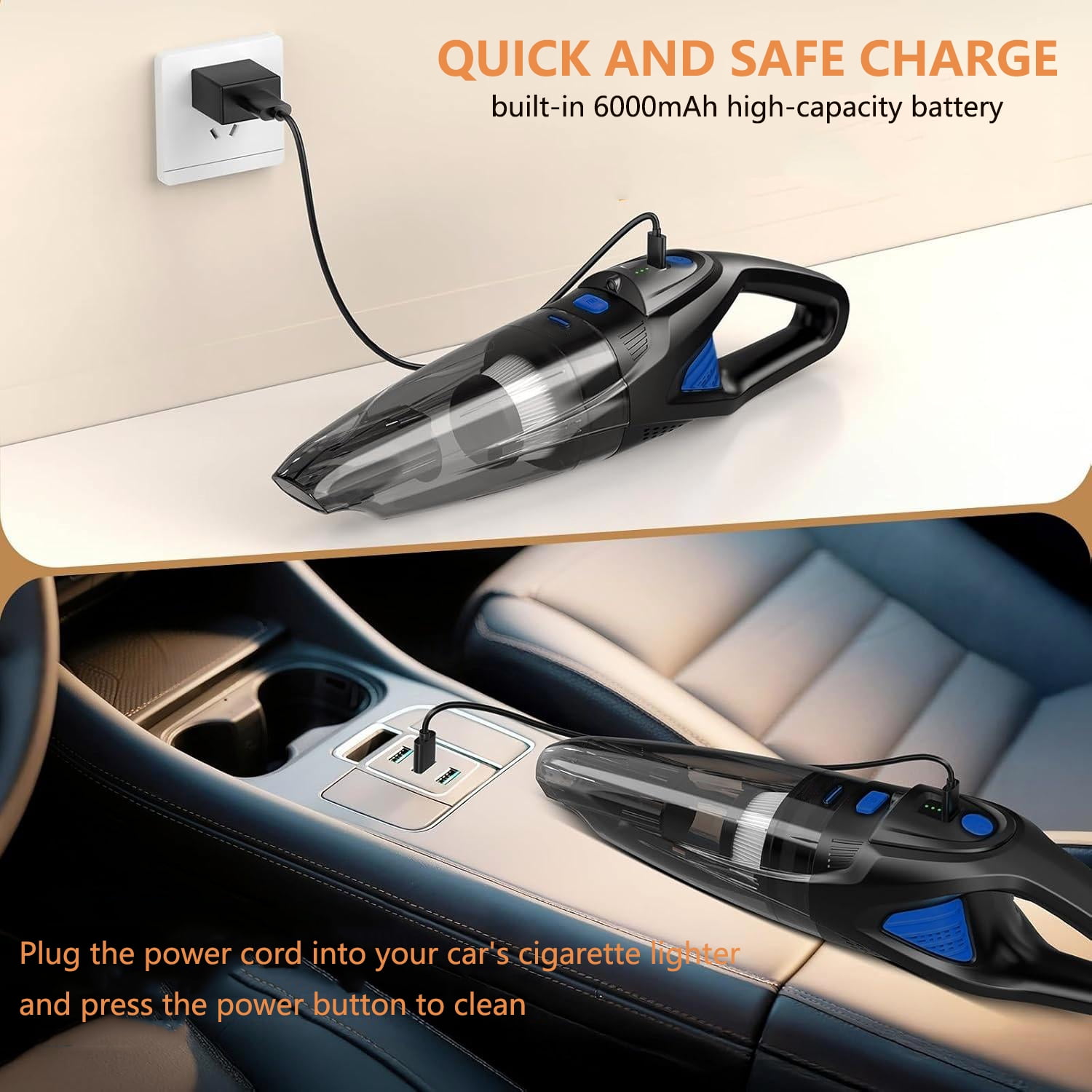 TRAKAR Handheld Vacuum Cordless, High-Power Portable Car Vacuum Cleaner with LED Light and HEPA Filter (Black, 1.7 lb) joynv