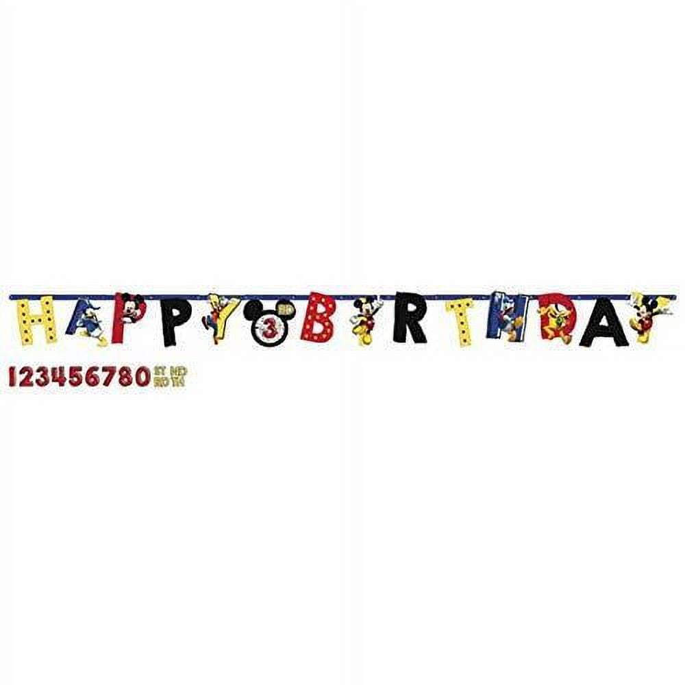 American Greetings Mickey Mouse Birthday Party Letter Banner (Multicolor, 10.5 ft) cok7i