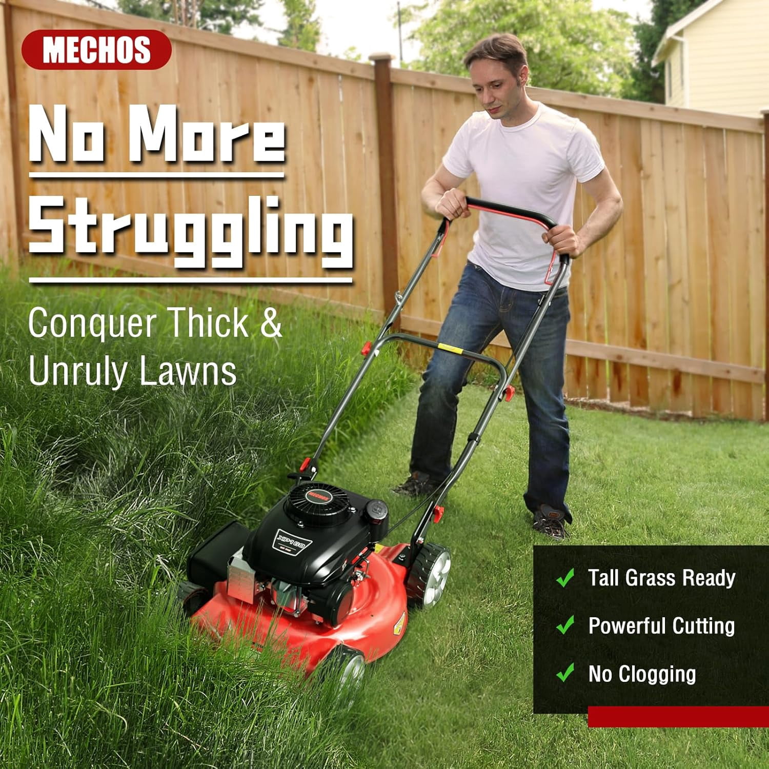 Datingday 20 in 144cc 4-Cycle Gas Walk Behind Lawn Mower (Red, 20 in) pc95t