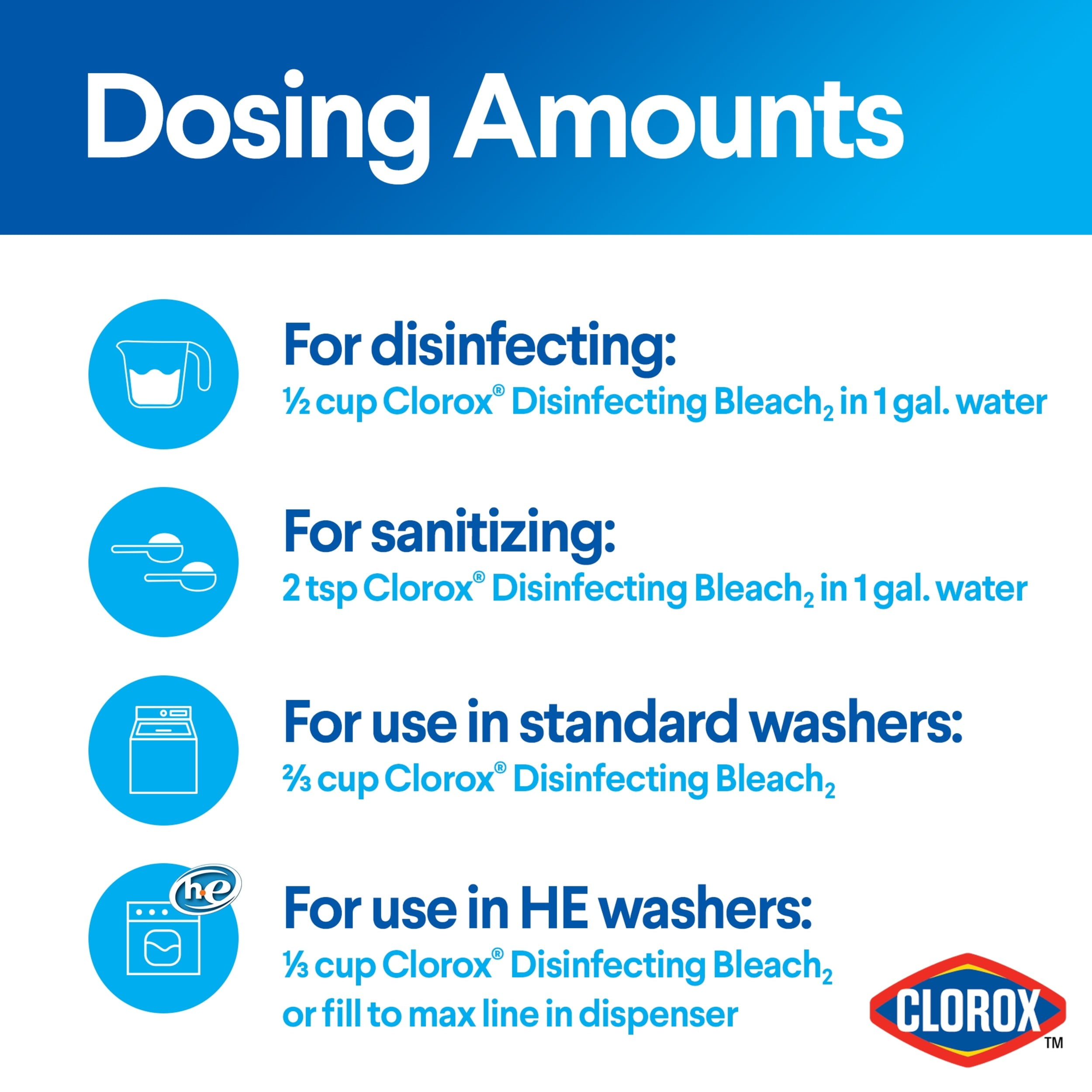 Clorox Disinfecting Bleach, Concentrated Laundry Whitener and Surface Cleaner (Regular, 2 Pack, 121 fl oz) hmznr