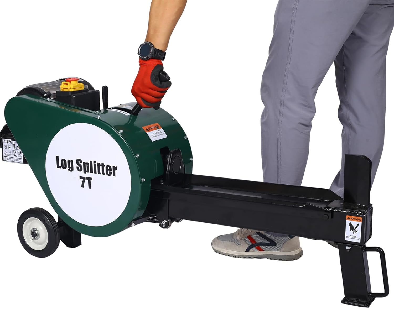 Acekid Electric Log Splitter, 7-Ton Kinetic Wood Splitter with Dual Flywheel, Portable 2HP Motor (Green, 20 in) gjz15