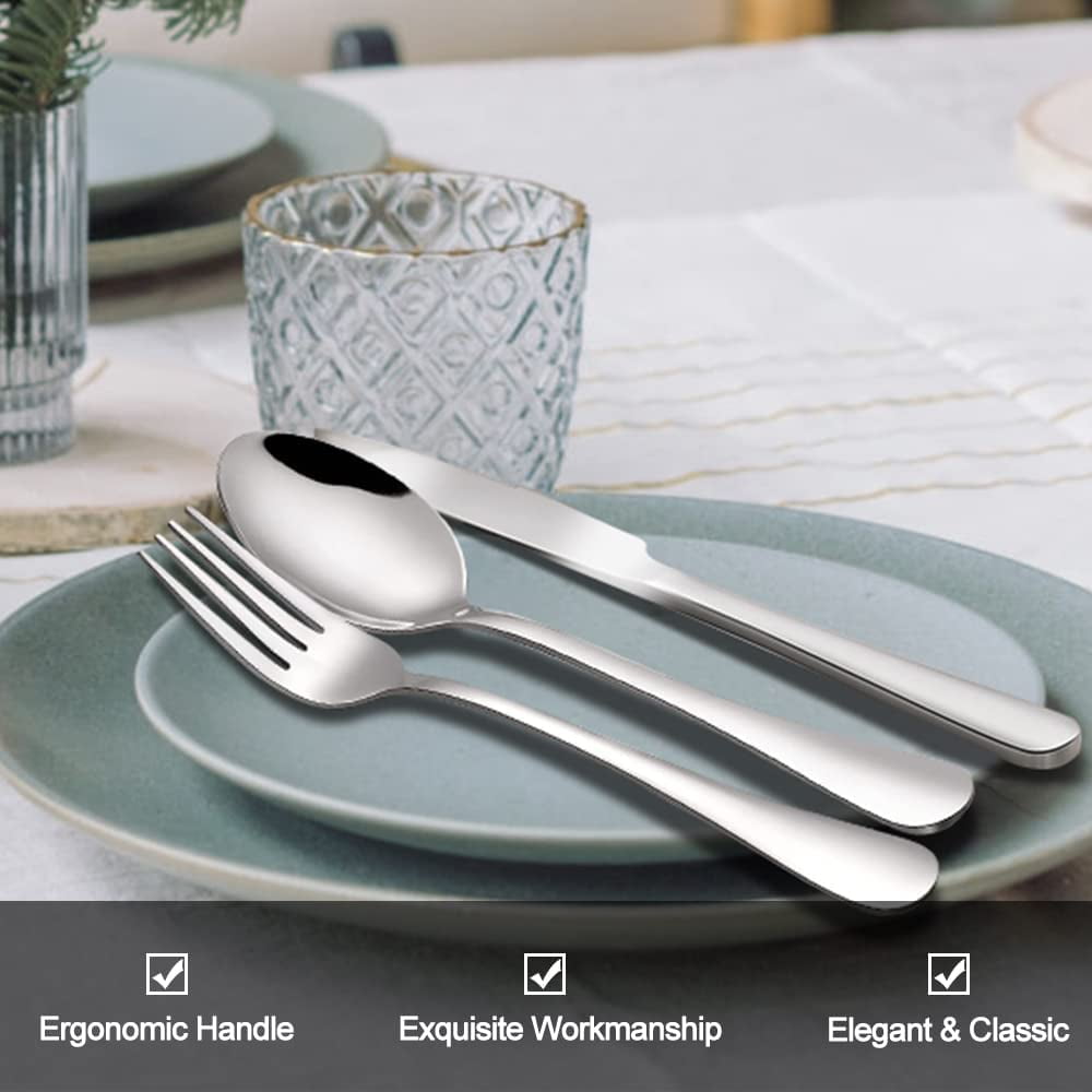 Kosbon 49-Piece Stainless Steel Flatware Set with Drawer Organizer (Service for 8, Silver) gxed7