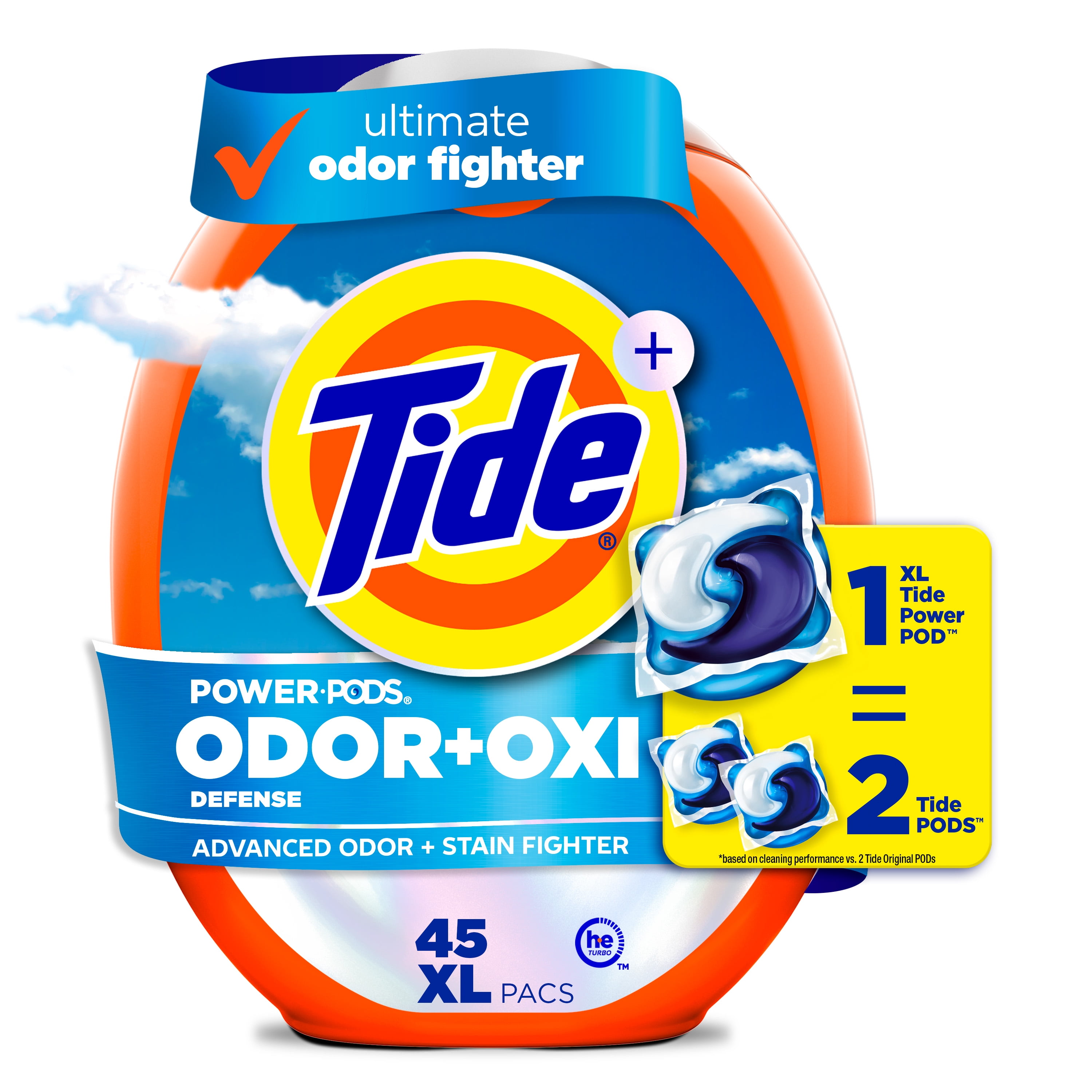 Tide Power PODS Laundry Detergent Pacs with Odor Defense + Oxi, Original Scent (45 Count) dhrrn