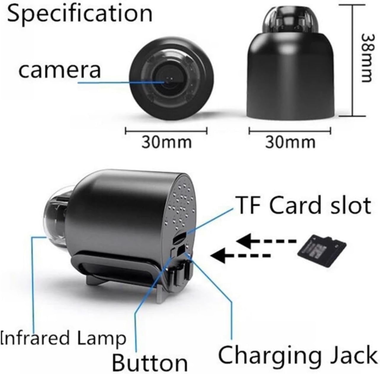 Matxabr Magnetic Mini Security Camera 1080P HD Wireless Surveillance System with Motion Detection and Night Vision (Black, 4 Pack) 6tsup