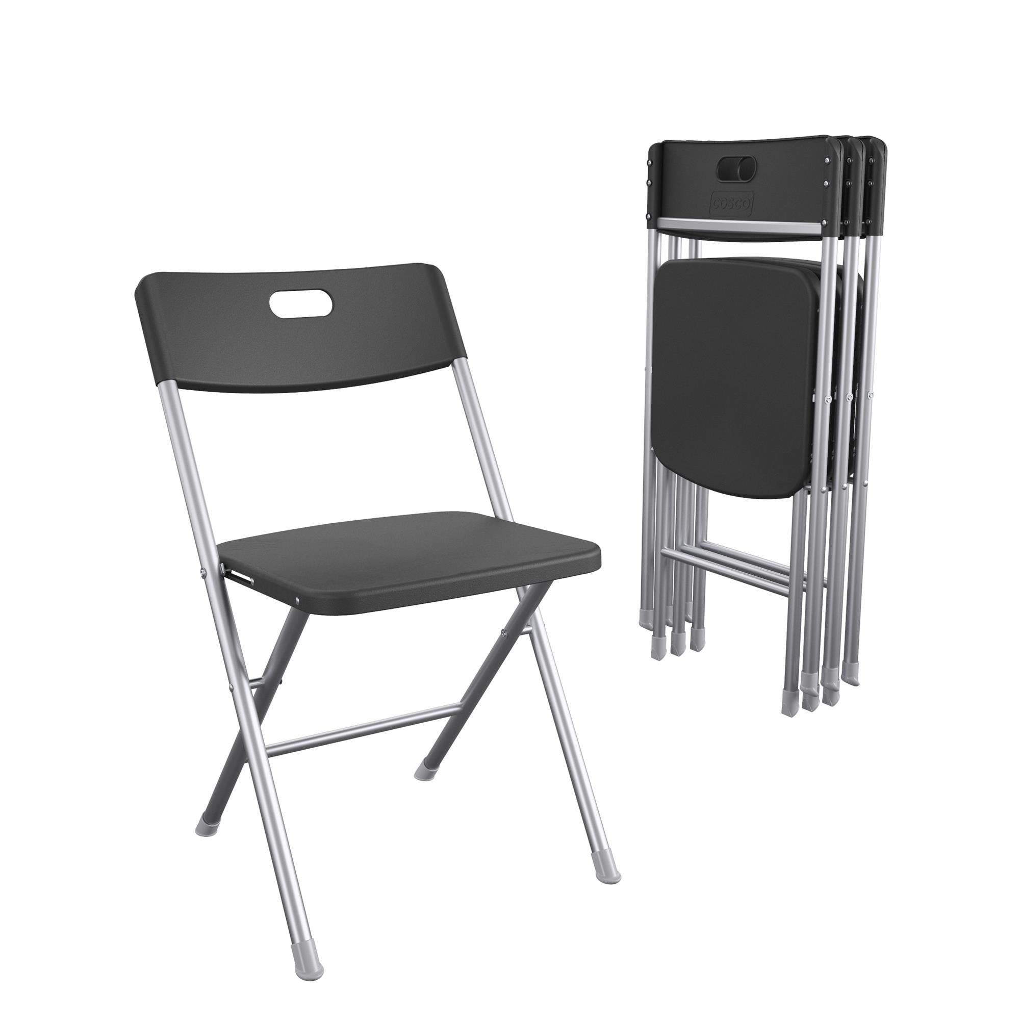 Mainstays Resin Seat & Back Folding Chair, Durable Indoor Outdoor Seating (Black, 4-Pack) u9vfd