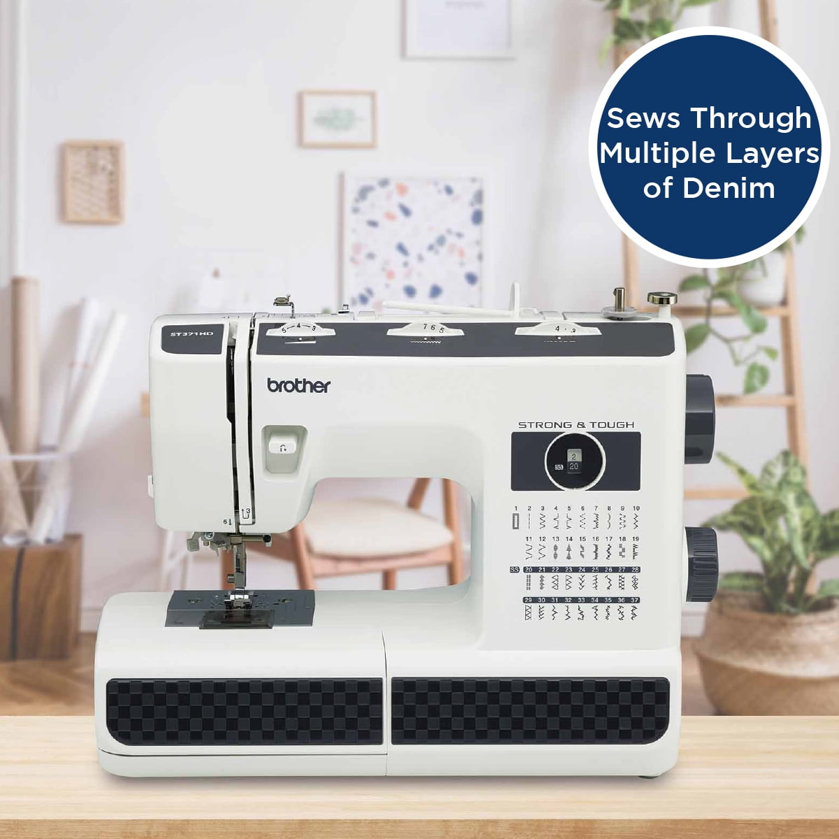 Brother ST371HD Strong & Tough Heavy-Duty Sewing Machine with 37 Built-in Stitches (14.3 lb) kw8lt