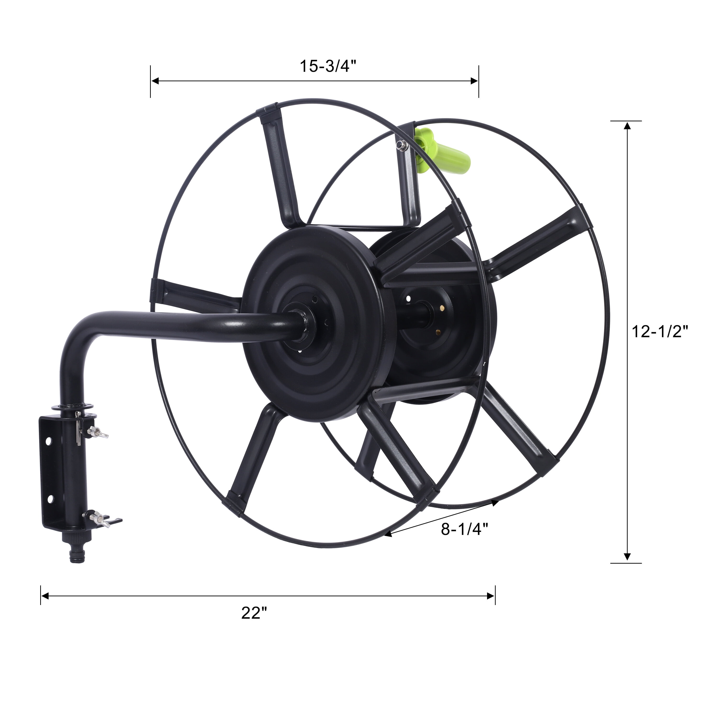 PuppyCheer Wall Mount Garden Hose Reel, 180-Degree Swivel Hose Hanger, Heavy-Duty Steel Storage (Black, 82 ft) 2lpza