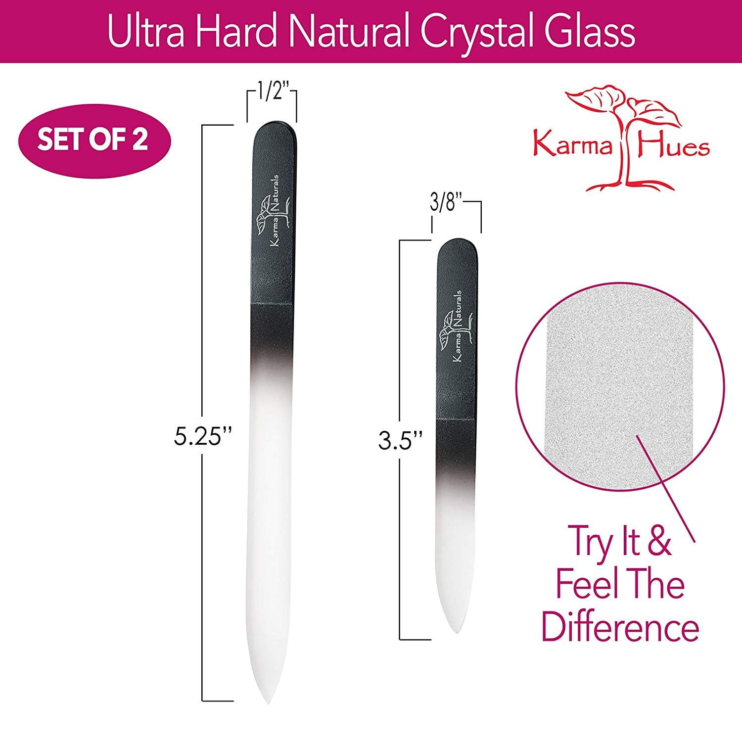 Karma Organic Glass Nail File Set (Blue and Pink, 2 Pack) v9v68