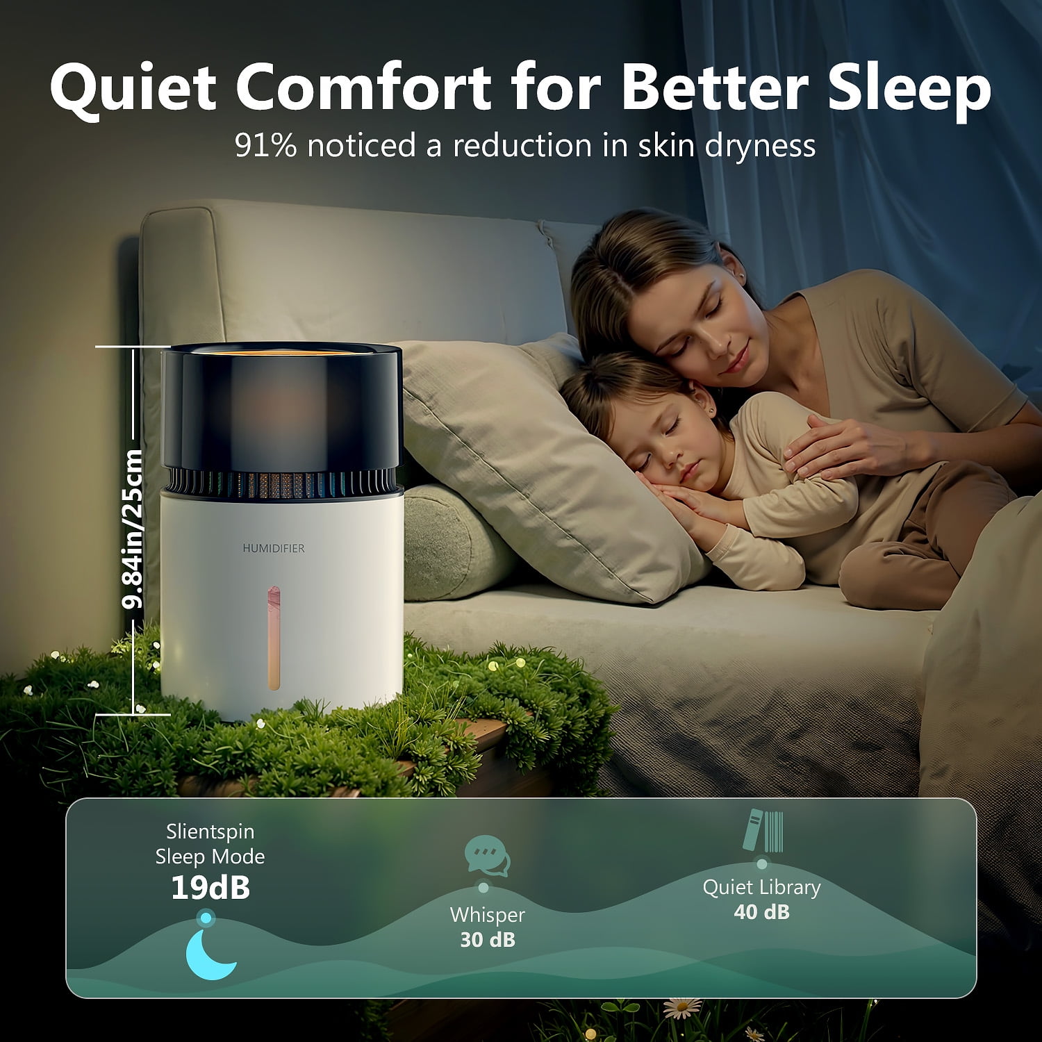Fimilo Evaporative Humidifier, Fogless Cool Moisture Air Humidifier with Negative Ions, Quiet Sleep Mode & Timer (Beige, 3L) oxh9g