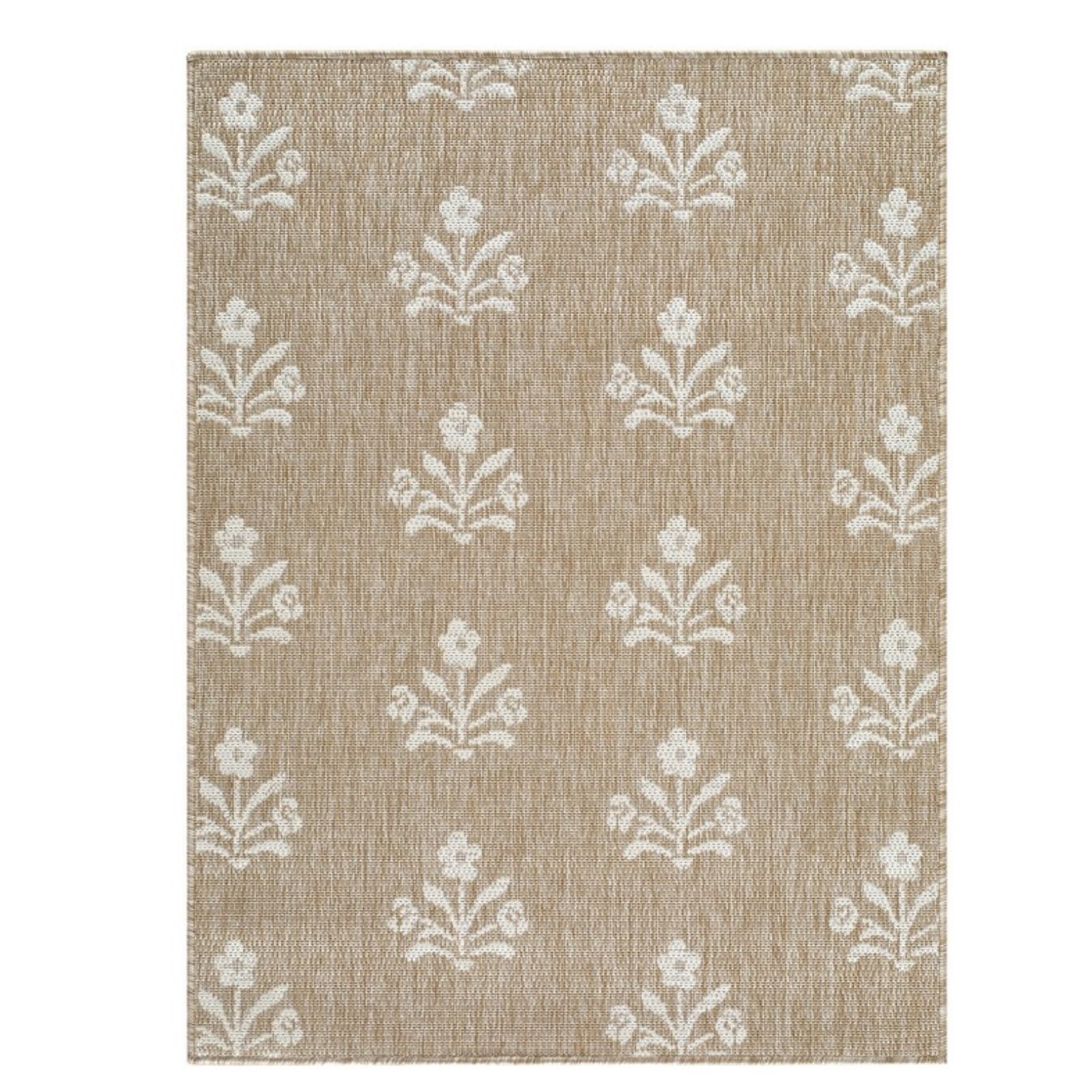FEOLGEHLY Indoor Outdoor Area Rug, Boho Floral Patio Mat, Weather Resistant Flatweave Carpet (Beige White, 36 in x 48 in) 3pfgh