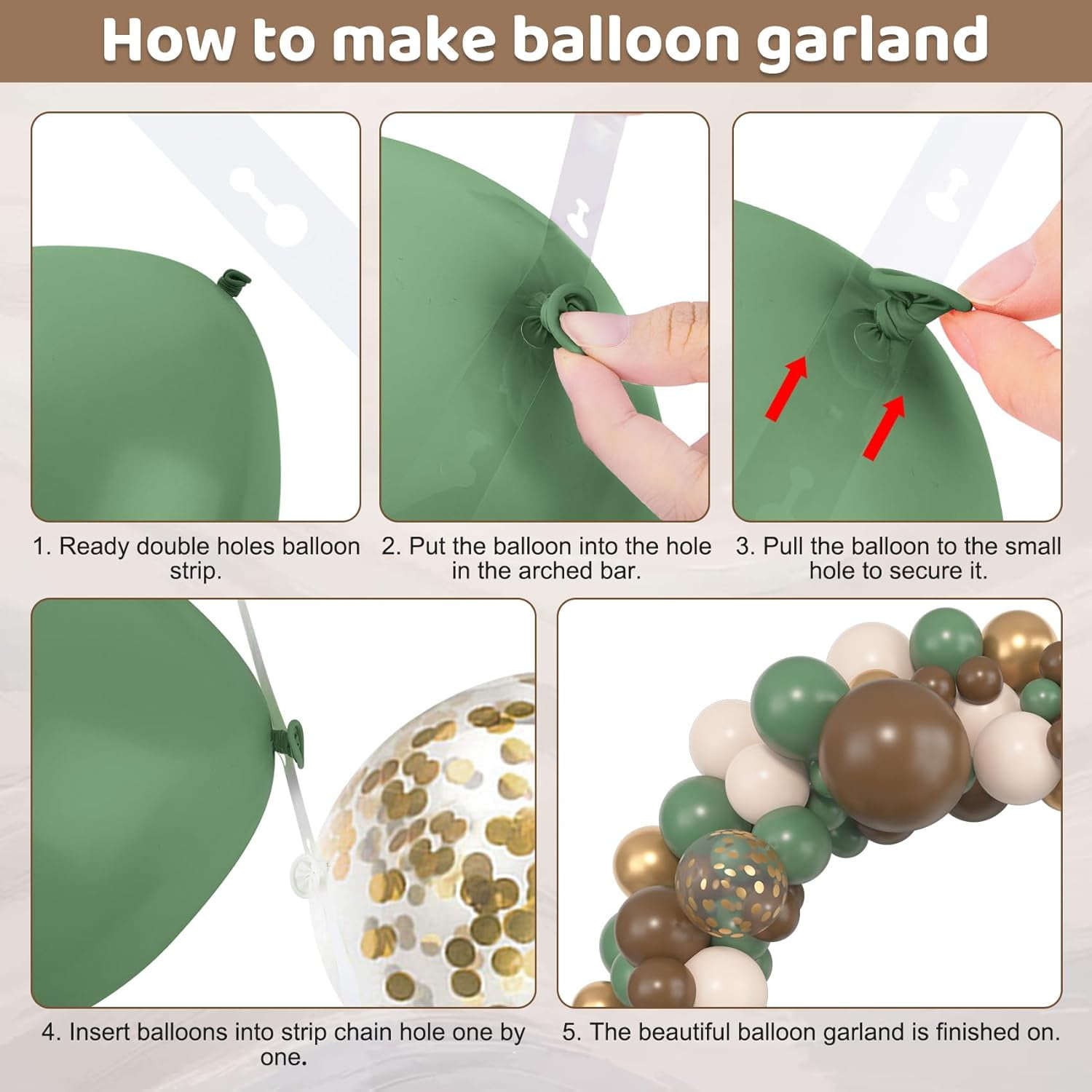 Chicada 153pcs Sage Green and Brown Balloon Garland Arch Kit (Sage Green, 153 Pieces) 2w02o