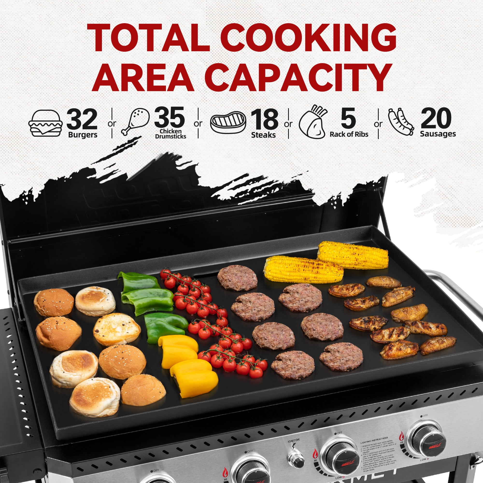 Royal Gourmet GB4008T 4-Burner Gas Griddle with Hood and Cabinet (Black, 34-inch) 2vwar