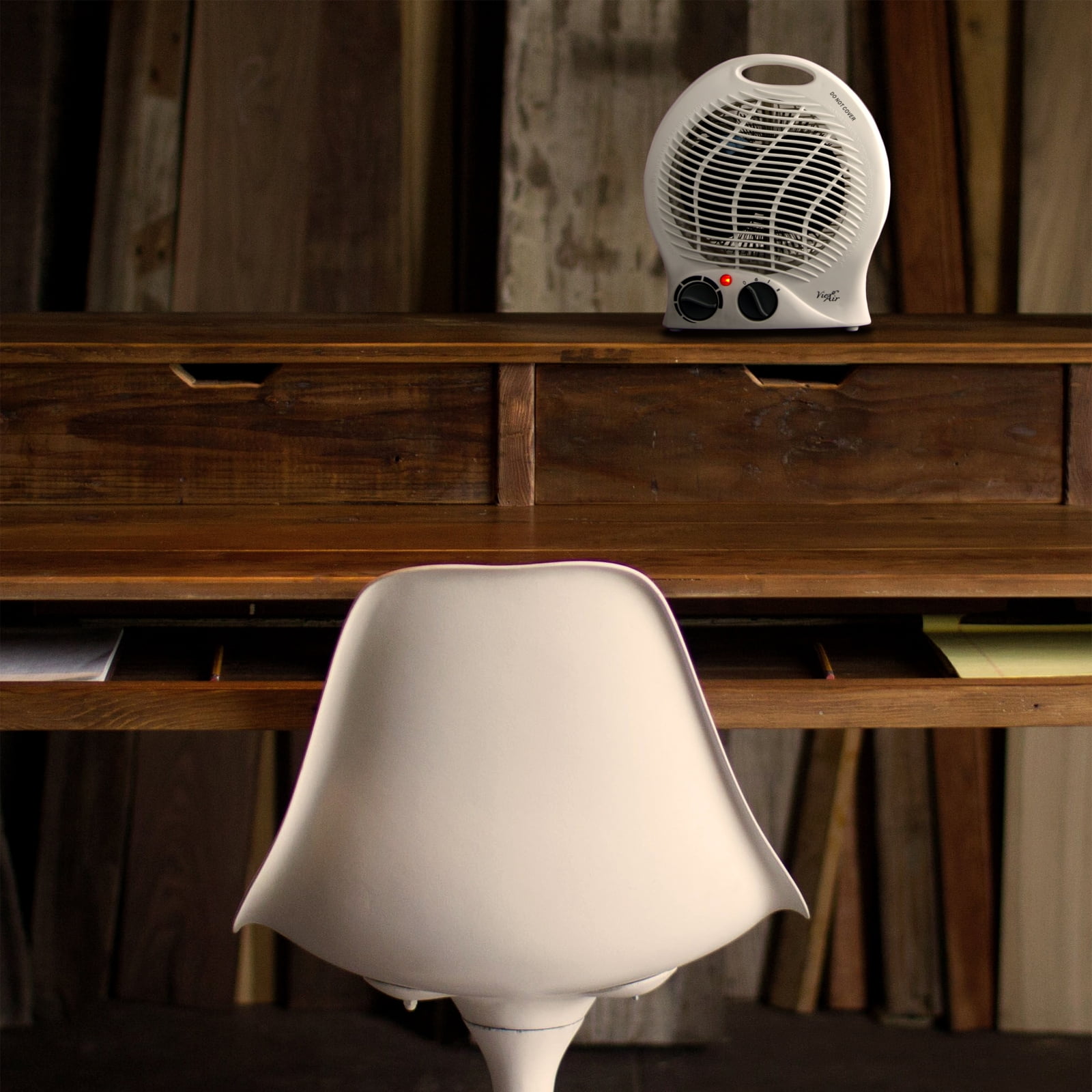 VieAir 1500W Portable Electric Fan Heater with Adjustable Thermostat (White, 1 Unit) erf4r