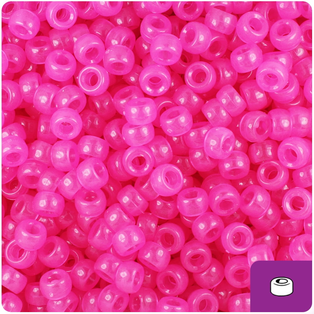 BeadTin Pink Glow Mini Barrel Pony Beads for Jewelry Making and Crafting (6.5mm, 1000-Pack) nurf3