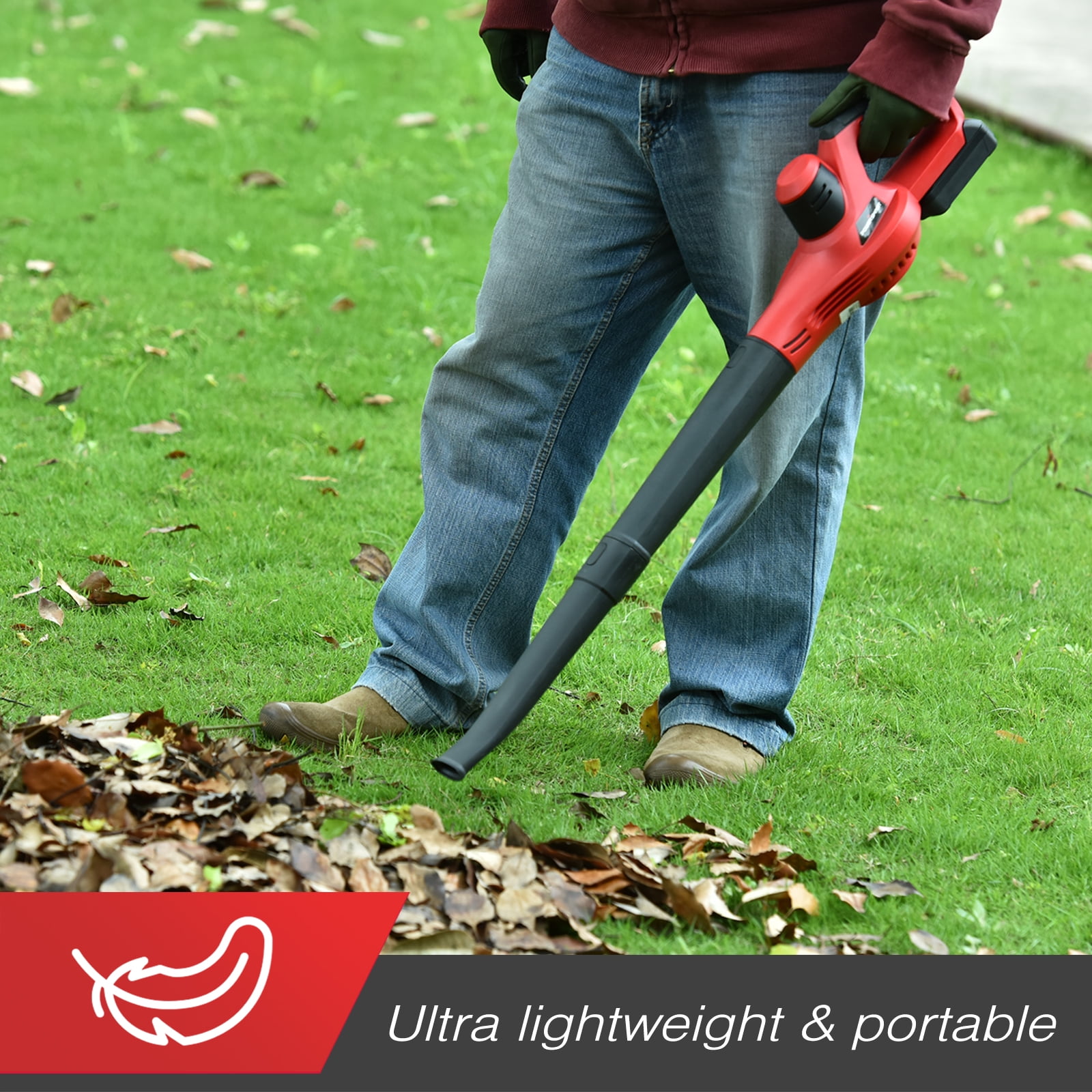 PowerSmart 20V Cordless Handheld Leaf Blower with Two 2.0Ah Batteries and Charger (117 MPH, 6.4 lb) hyxtq