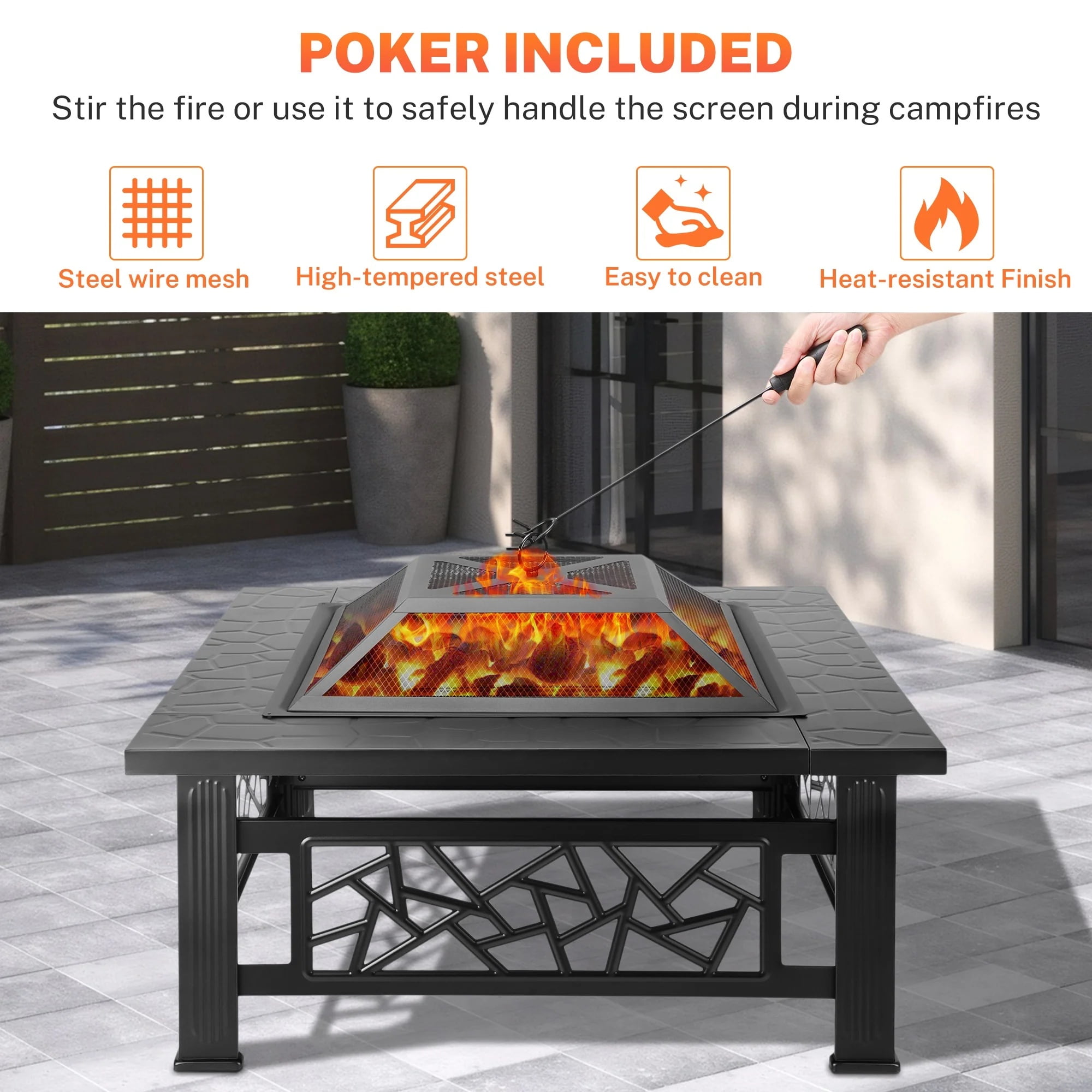 Enyopro 6-Piece Outdoor Patio Furniture Set with 32-inch Fire Pit, All-Weather PE Rattan Conversation Seating (Gray) ba7a8