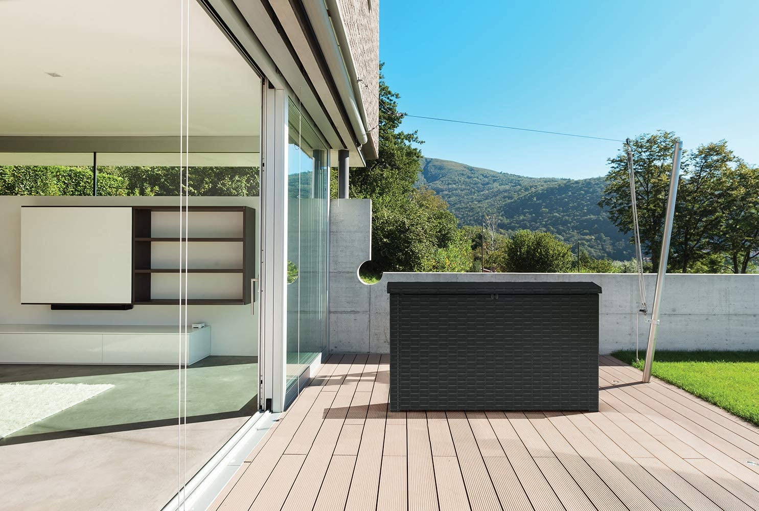 Keter Java 230 Gallon XL Weather-Resistant Resin Outdoor Deck Box (Grey, 57.5 in L x 32.67 in W x 33.85 in H) c32l6