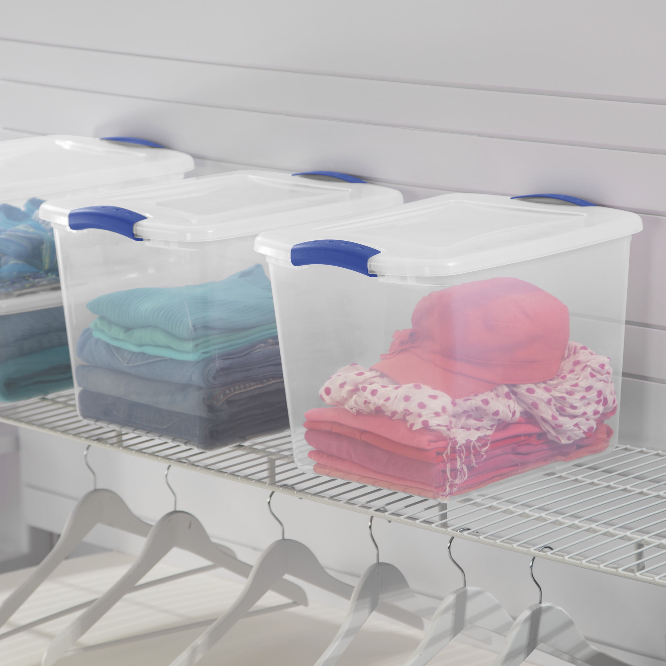 Sterilite 27 Quart Latching Storage Bin with Secure Lid (Clear, 2 Pack) vnt8o