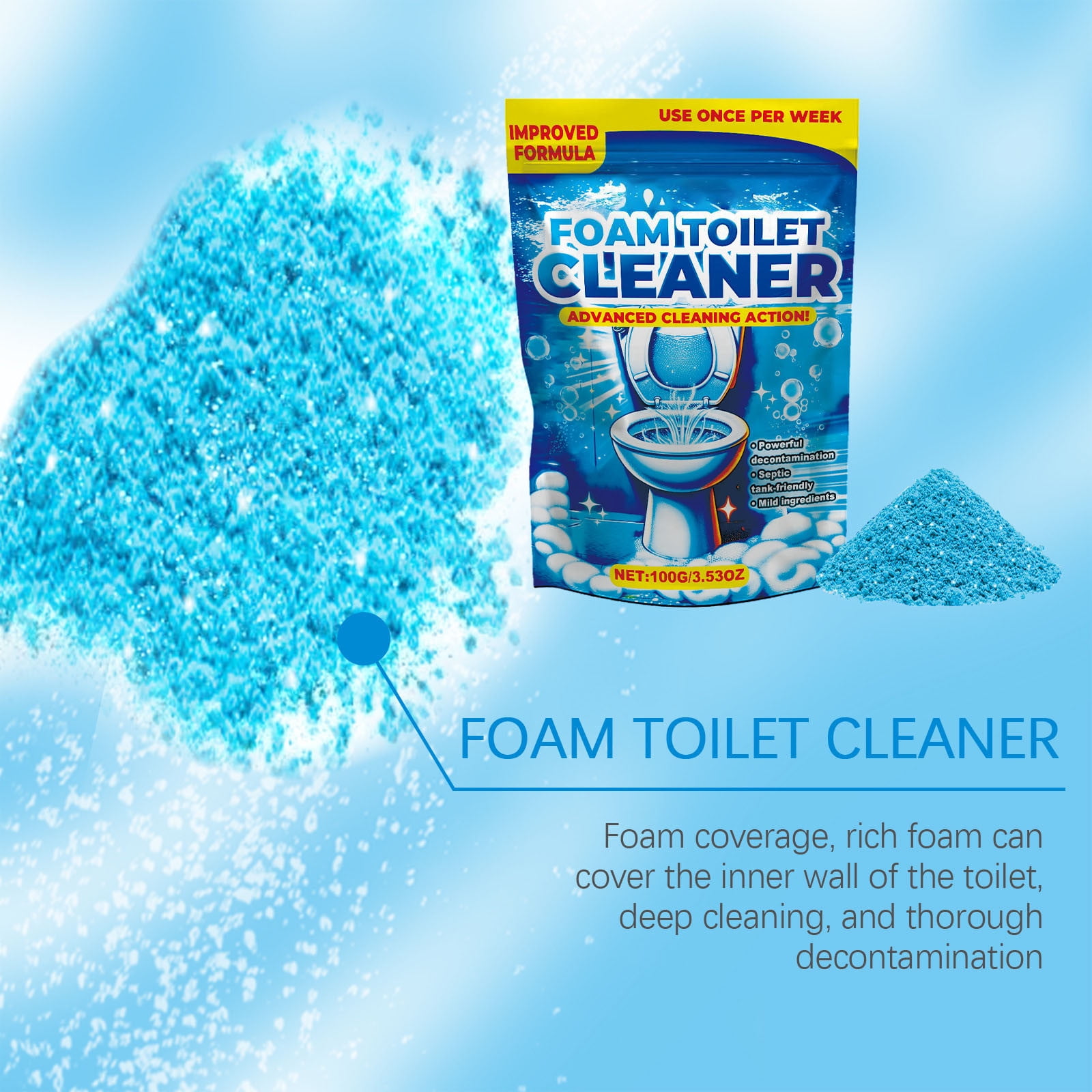 Fankiway Foaming Toilet Bowl Cleaner, Powerful Stain & Odor Remover, Septic-Safe No-Scrub Formula (3.5 oz) lfvr8