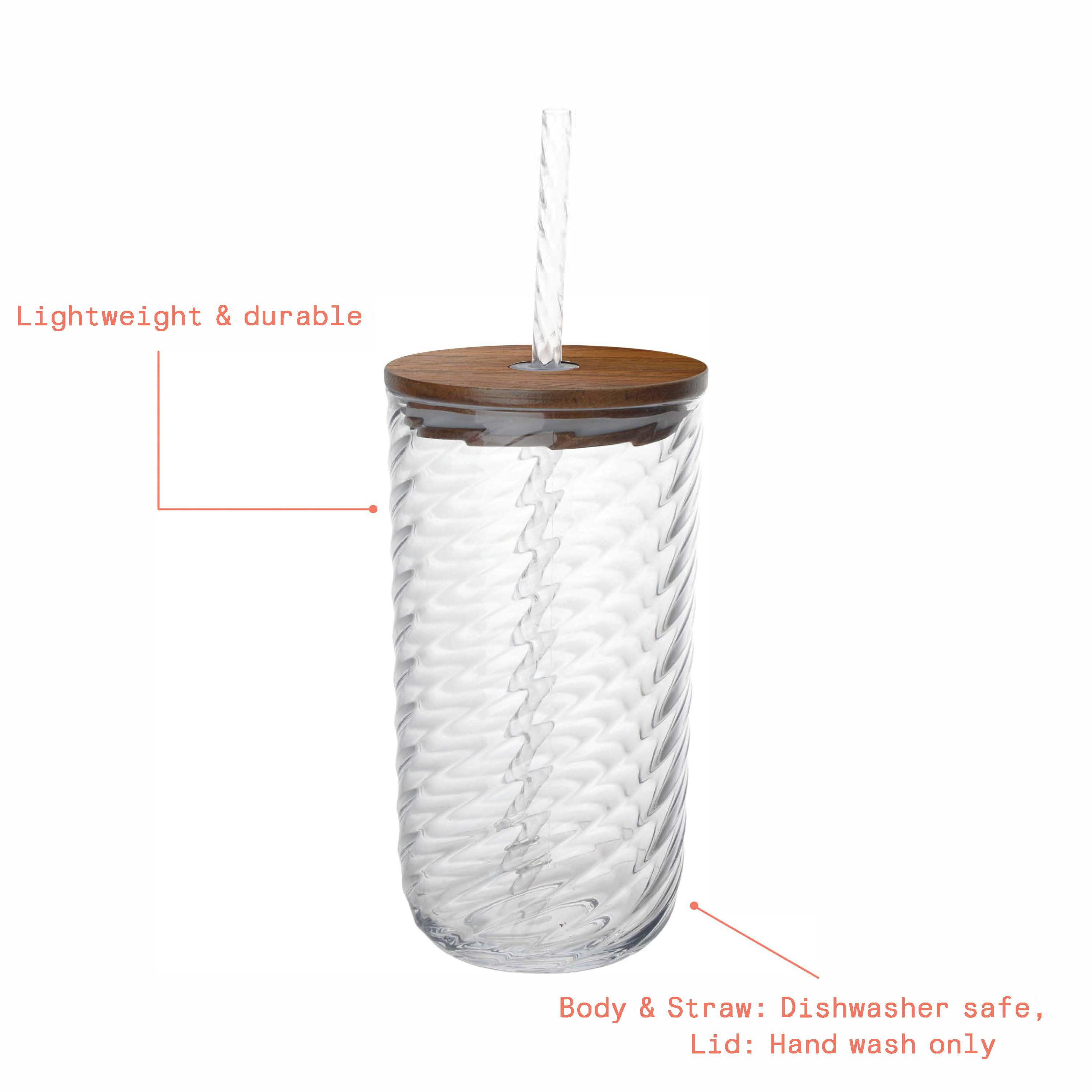 Beautiful Tritan Swirl Texture Sipper Tumbler with Lid and Straw (Clear, 21 fl oz) 9zxbn