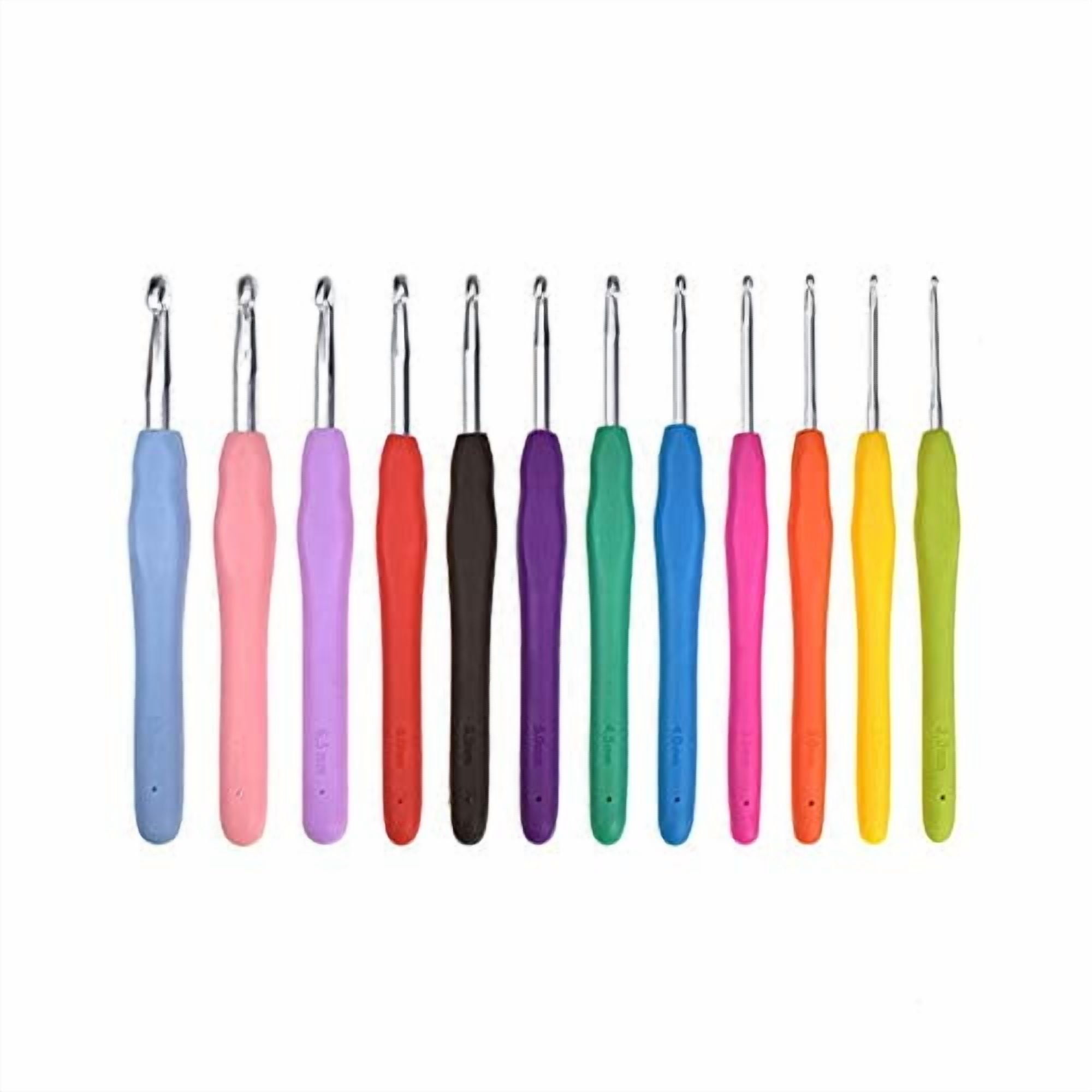 Disen Ergonomic Crochet Hooks Set, Soft Rubber Handle Knitting Needles for Crafting (Multicolor, 12-Piece Set) r9mec